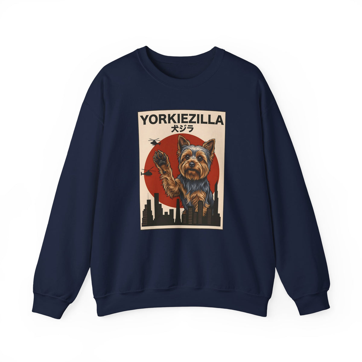 Yorkshire Terrier Yorkiezilla Crewneck Sweatshirt Navy