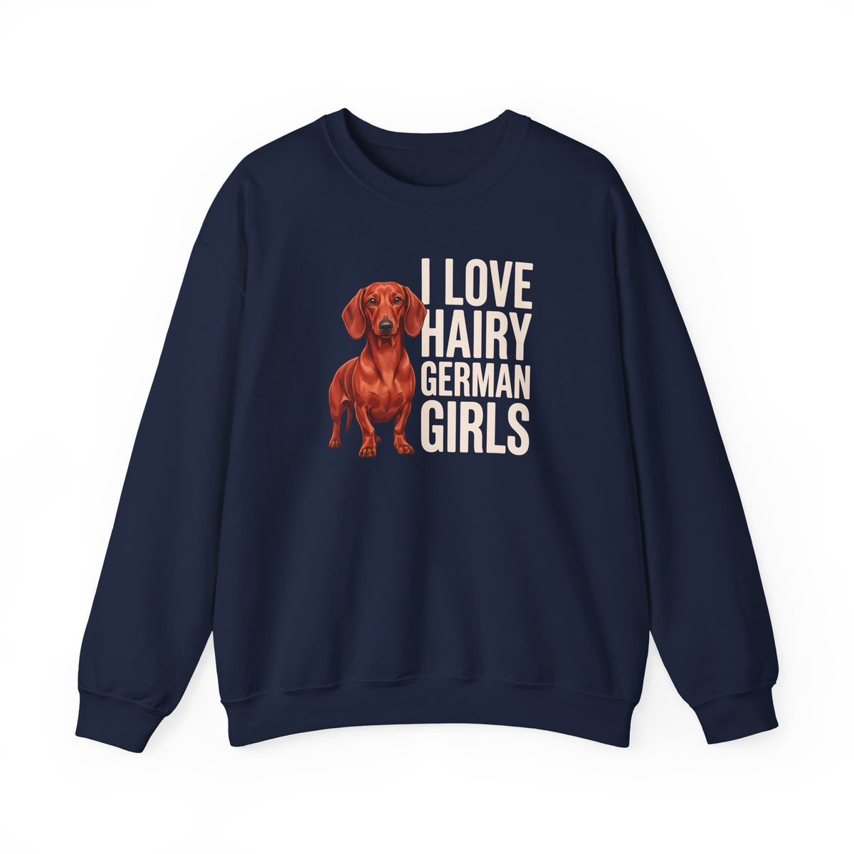 Dachshund Hairy German Girls Red Crewneck Sweatshirt