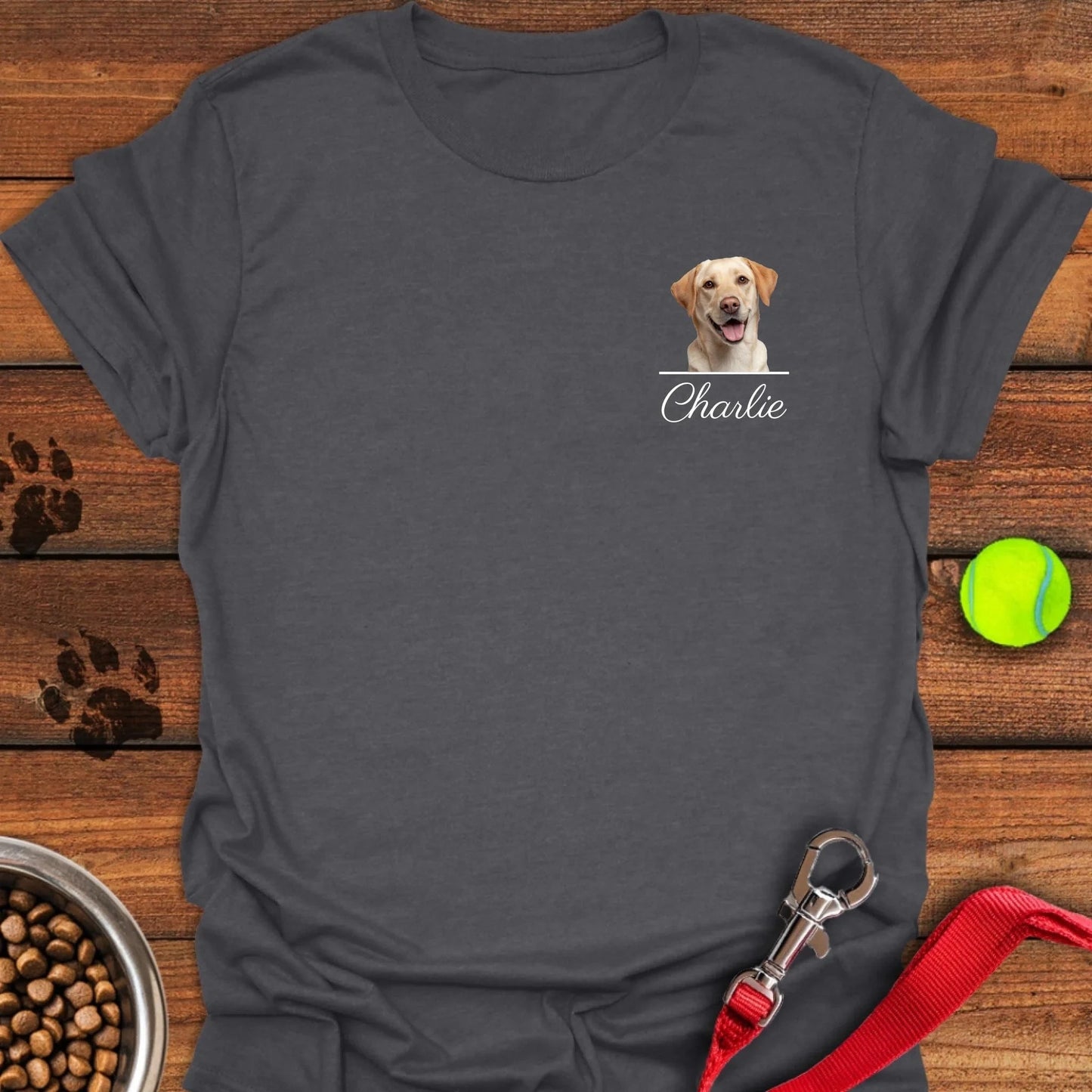 Personalized Subtle Chest Dog T-Shirt Unisex Softstyle T-Shirt Dark Heather