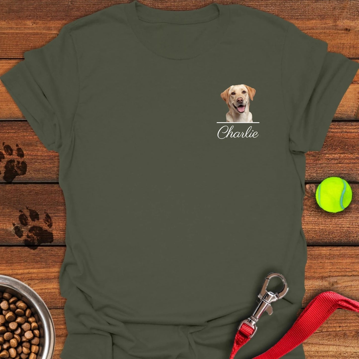 Personalized Subtle Chest Dog Unisex Softstyle T-Shirt Military Green