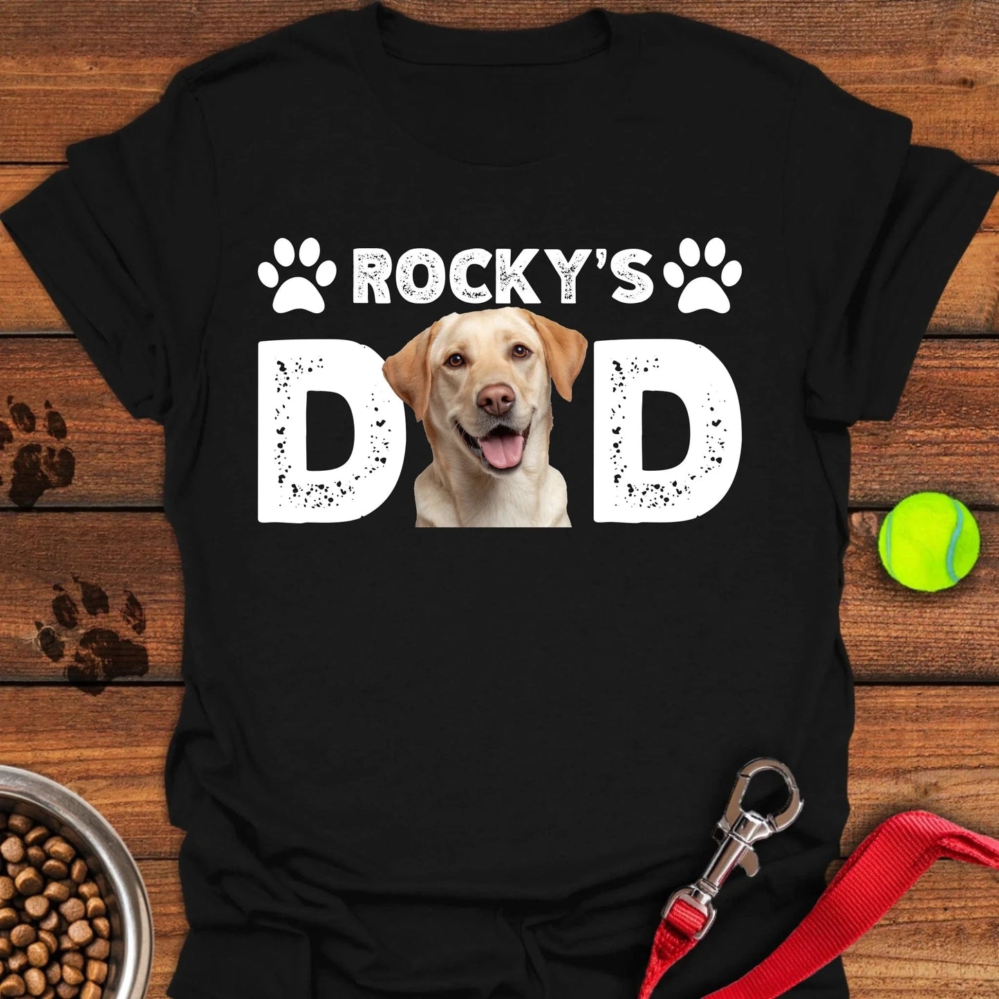 Personalized Lab Dad T-Shirt Unisex Softstyle T-Shirt Black