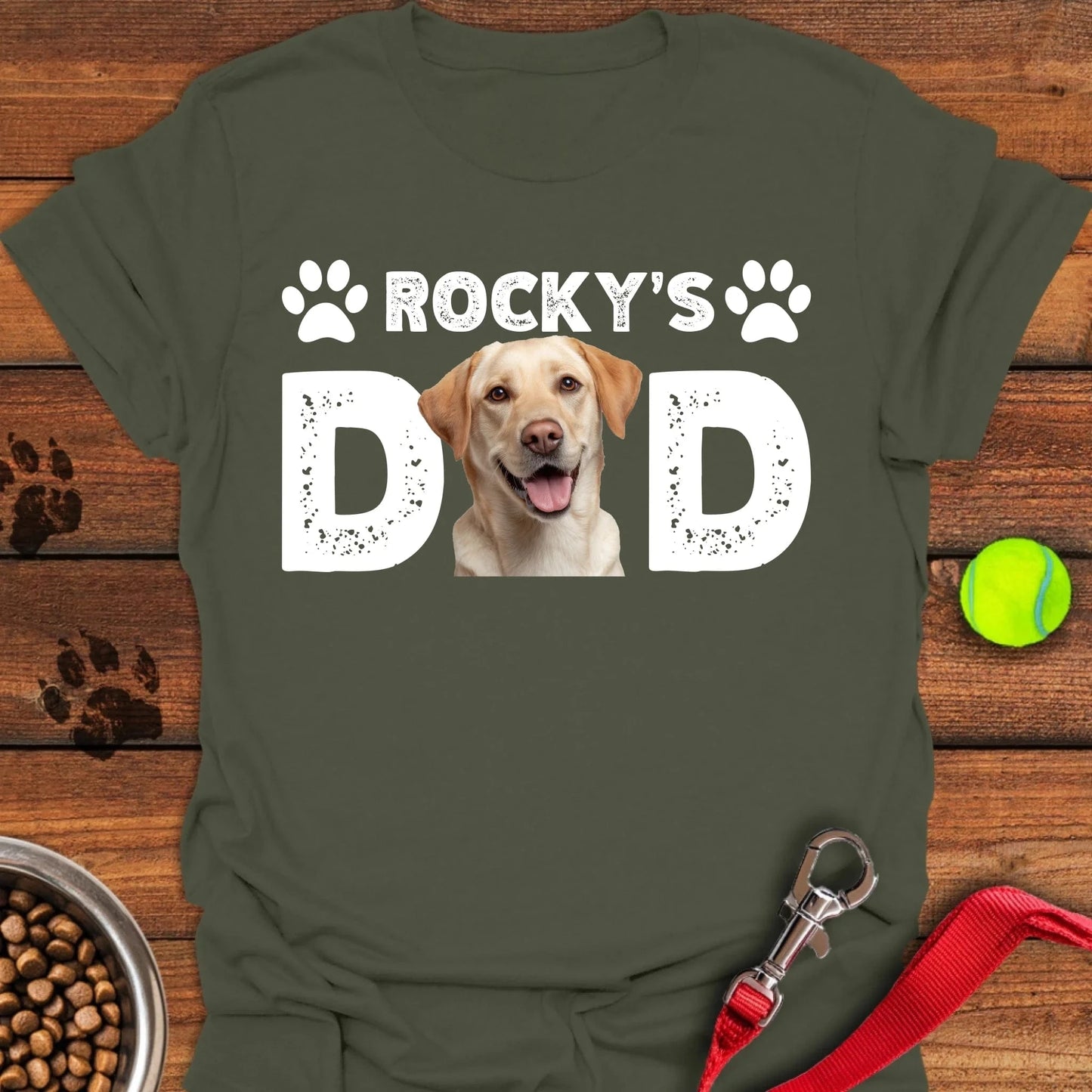 Personalized Lab Dad T-Shirt Unisex Softstyle T-Shirt Military Green