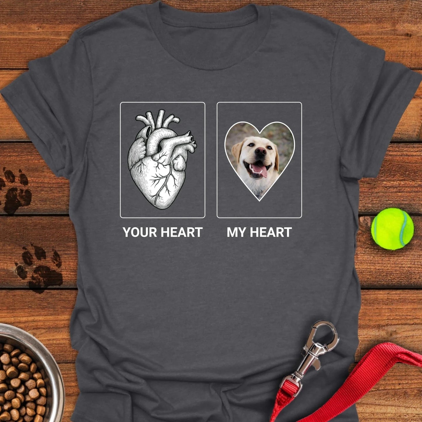 Personalized My Heart Labrador T-Shirt Unisex Softstyle T-Shirt Dark Heather
