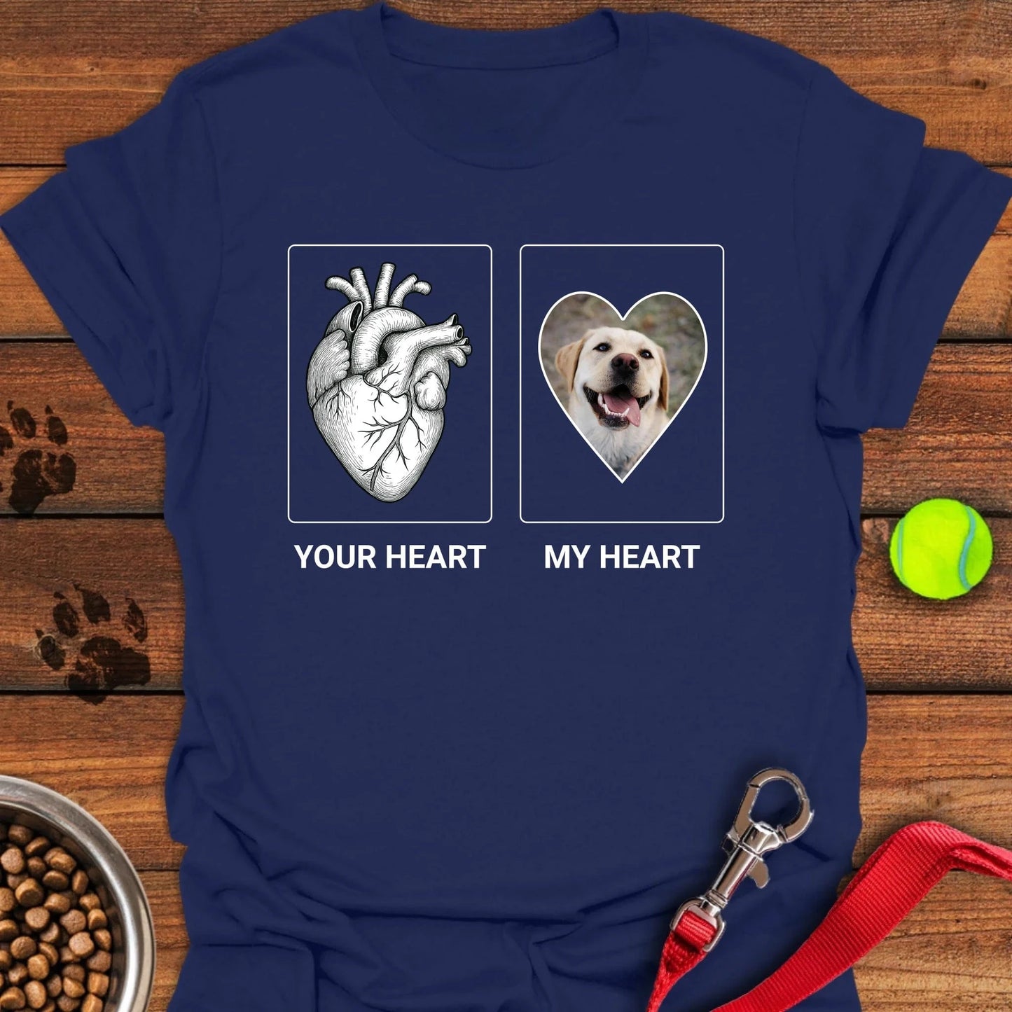 Personalized My Heart Labrador T-Shirt Unisex Softstyle T-Shirt Navy