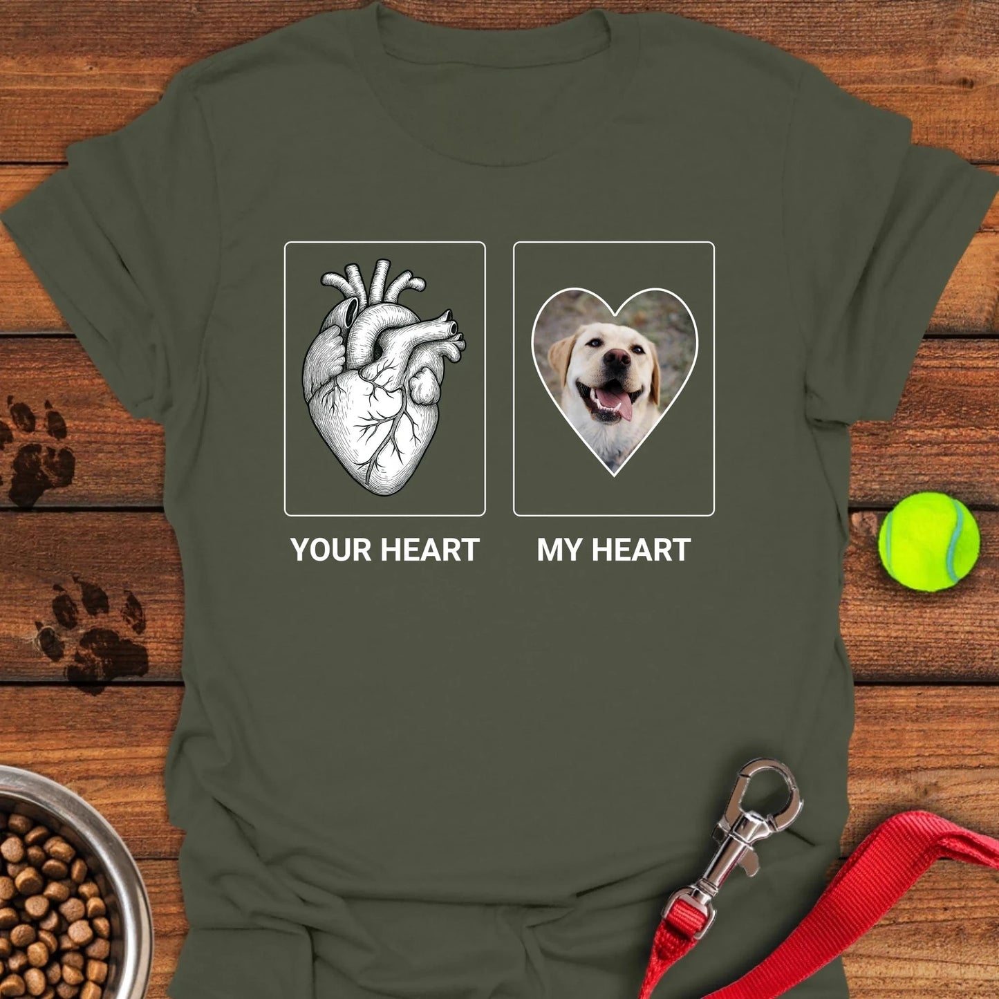 Personalized My Heart Labrador T-Shirt Unisex Softstyle T-Shirt Military Green