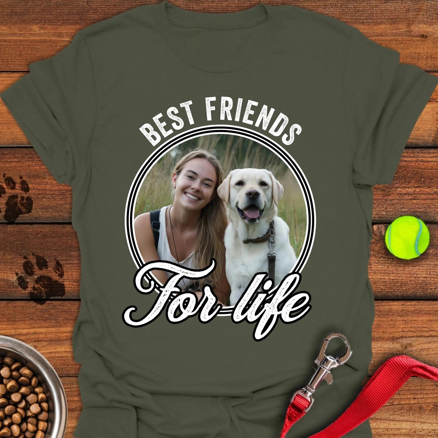 Personalized Best Friends Labrador T-Shirt Unisex Softstyle T-Shirt Military Green
