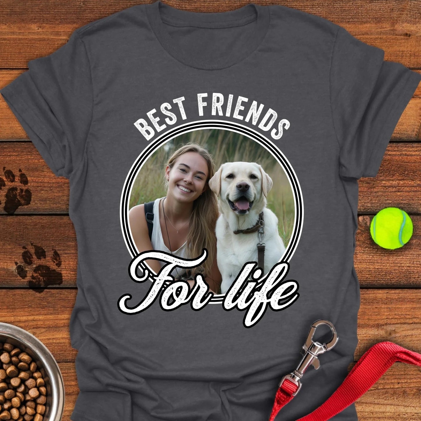 Personalized Best Friends Labrador T-Shirt Unisex Softstyle T-Shirt Dark Heather
