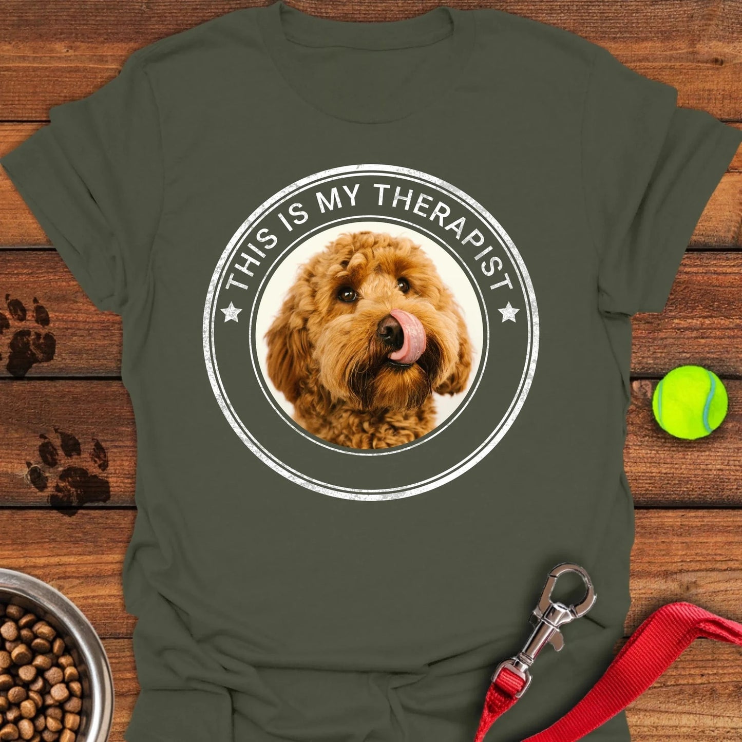 Personalized Dog My Therapist Unisex Softstyle T-Shirt Military Green