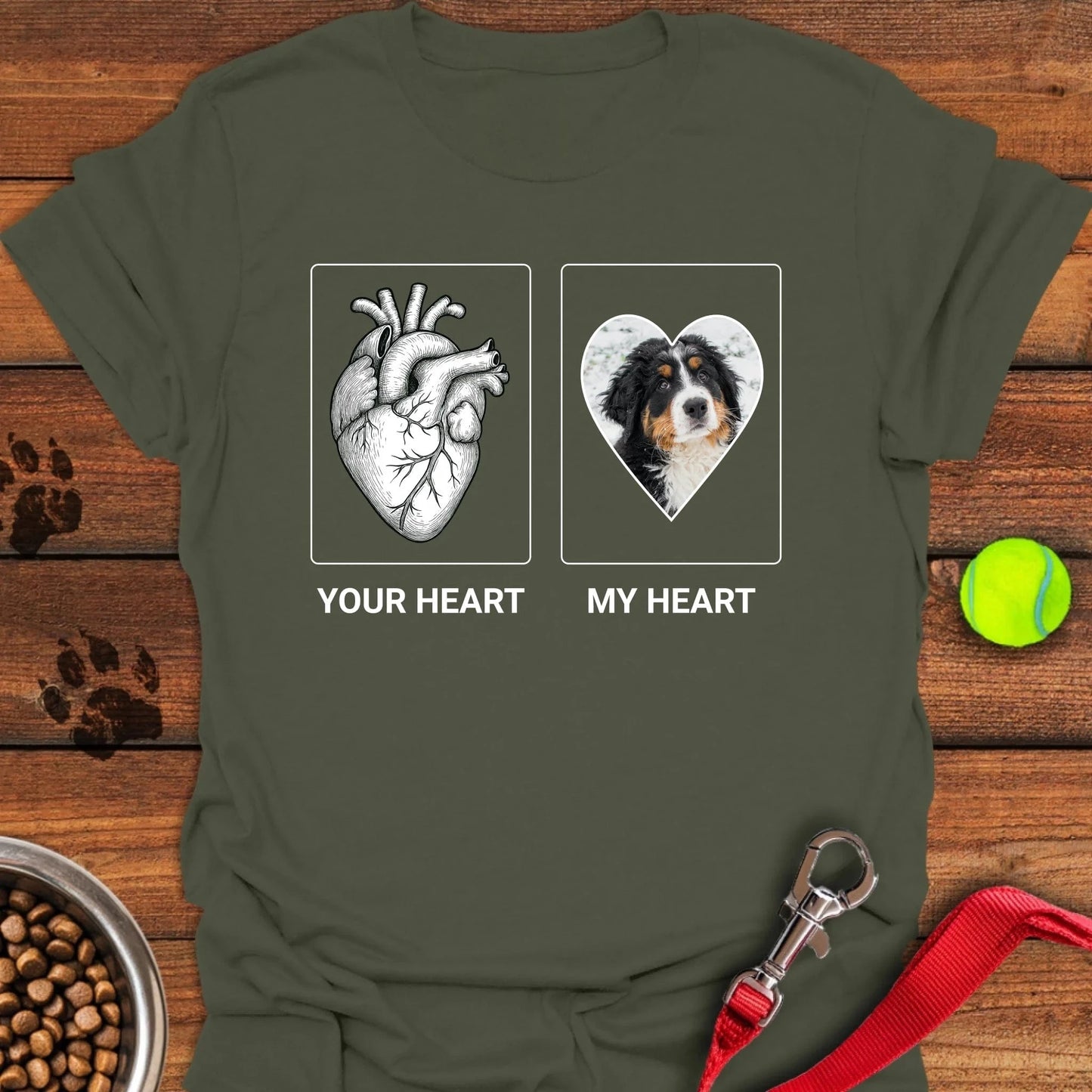 Personalized My Heart Dog Unisex Softstyle T-Shirt Military Green