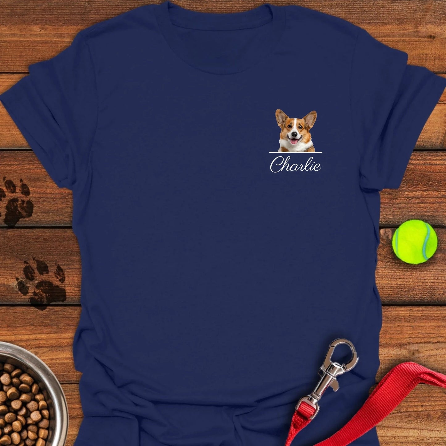 Personalized Dog Logo Chest Unisex Softstyle T-Shirt Navy