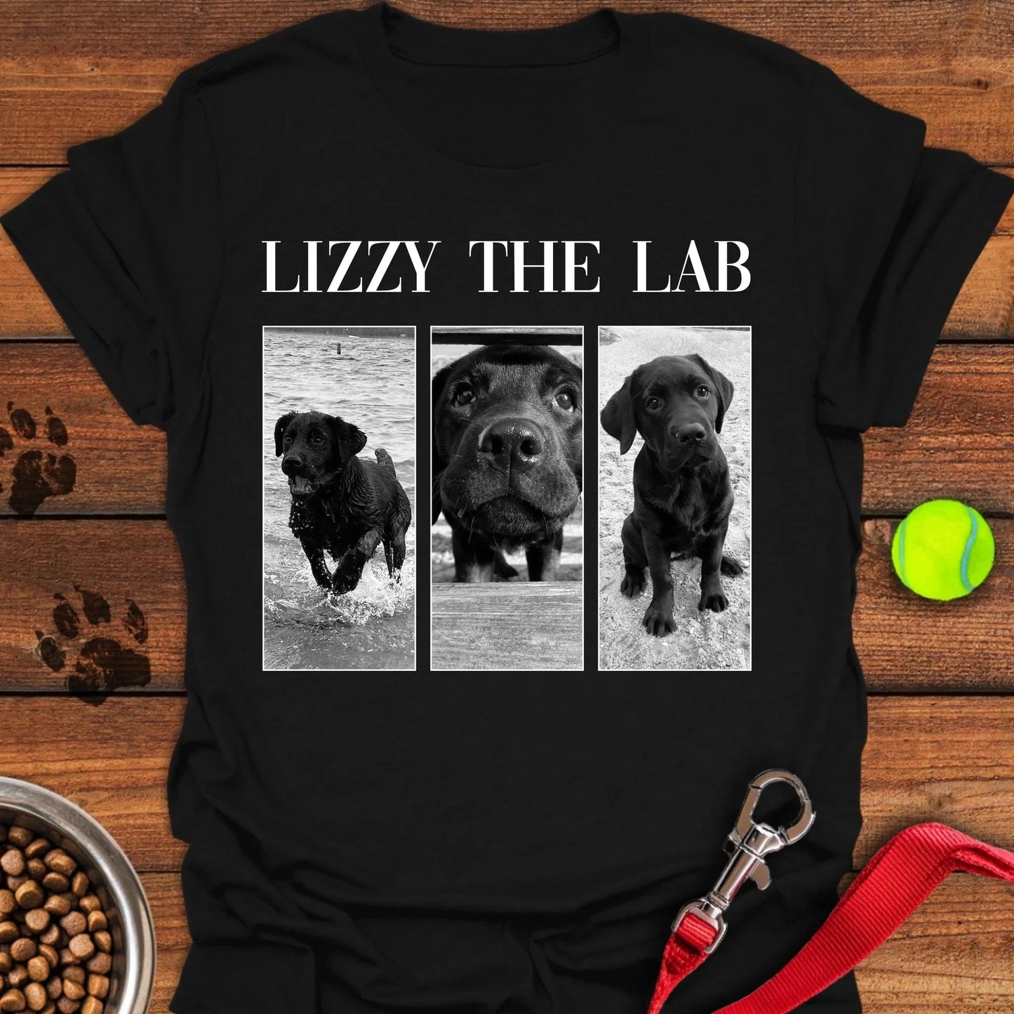 Personalized Dog Photo Frame T-Shirt Unisex Softstyle T-Shirt Black