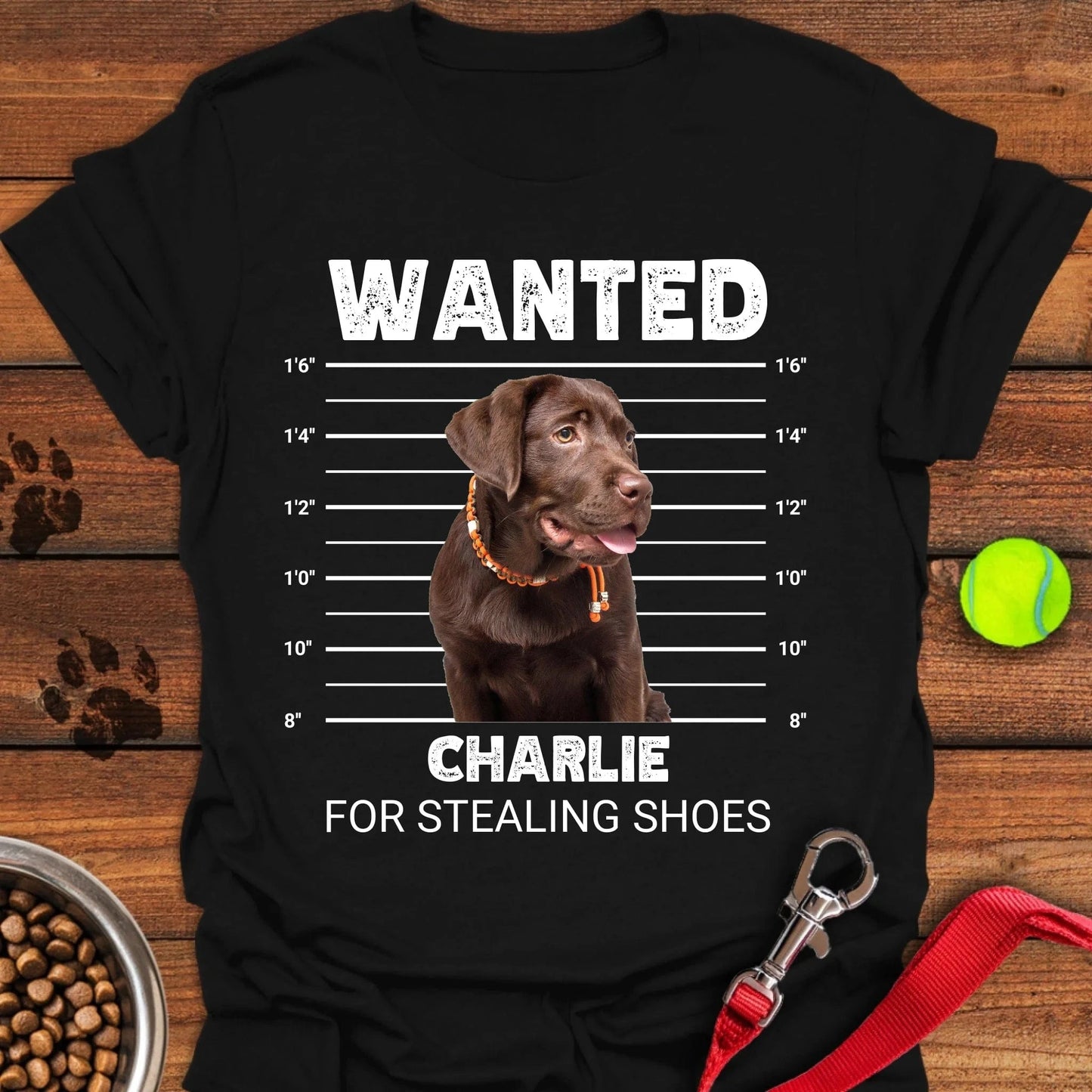 Personalized Chocolate Lab Mugshot T-Shirt Unisex Softstyle T-Shirt Black