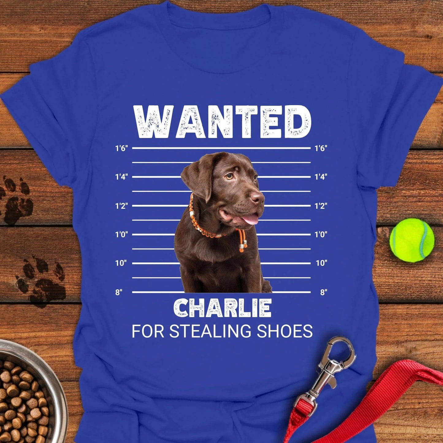 Personalized Chocolate Lab Mugshot T-Shirt Unisex Softstyle T-Shirt Royal
