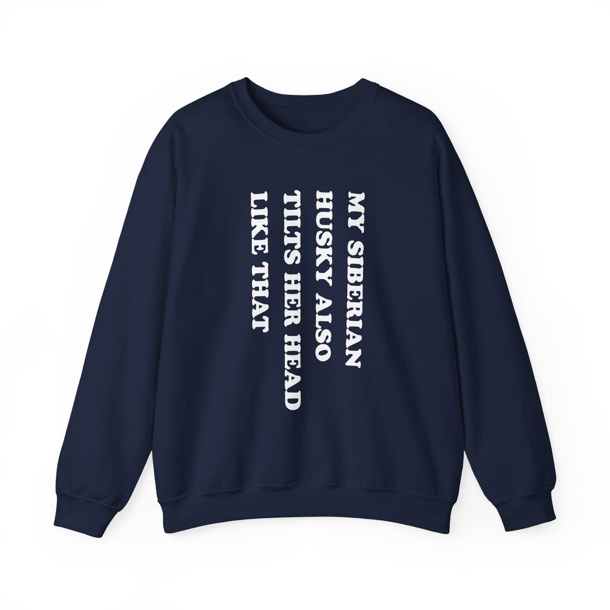 Husky Tilt Her Head Crewneck Sweatshirt Navy