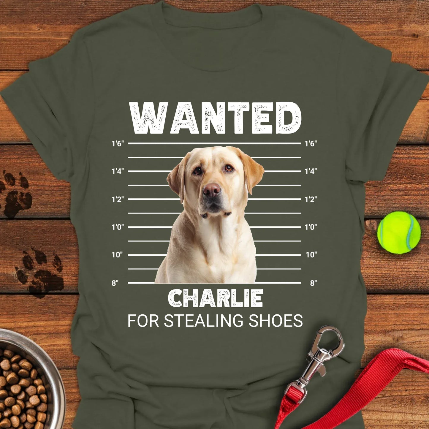 Personalized Labrador Mugshot T-Shirt Unisex Softstyle T-Shirt Military Green