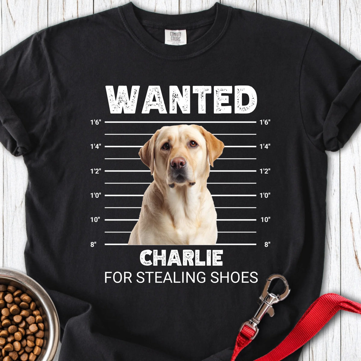 Personalized Dog Mugshot Premium Tee Unisex Garment-Dyed T-shirt Black