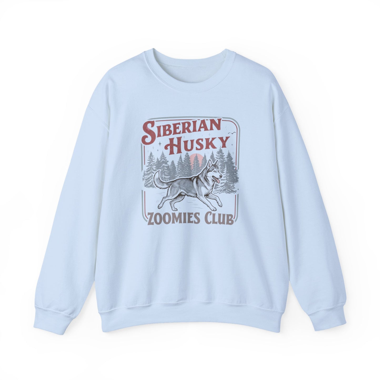 Husky Zoomies Club Crewneck Sweatshirt Light Blue