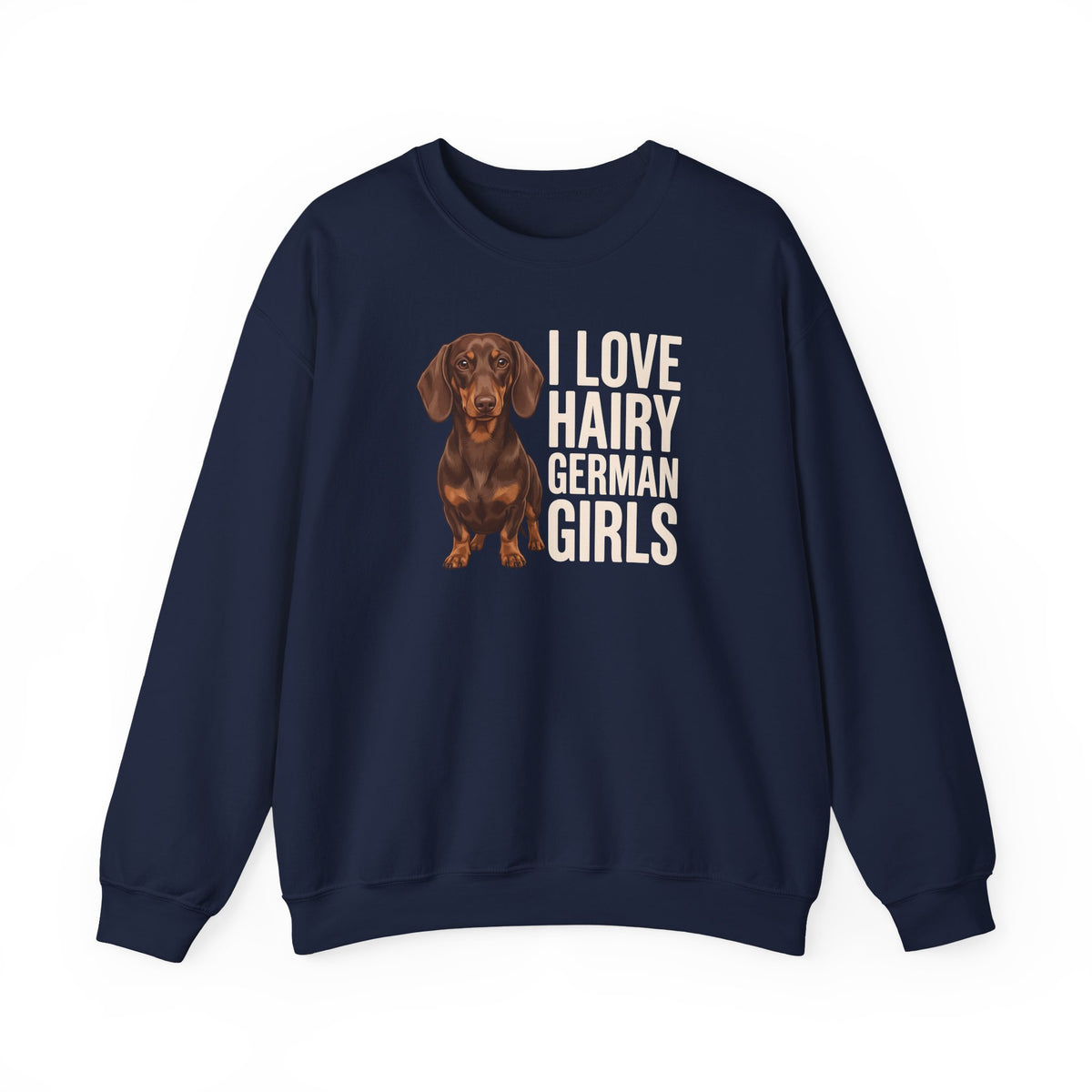 Dachshund Hairy German Girls Chocolate and Tan Crewneck Sweatshirt