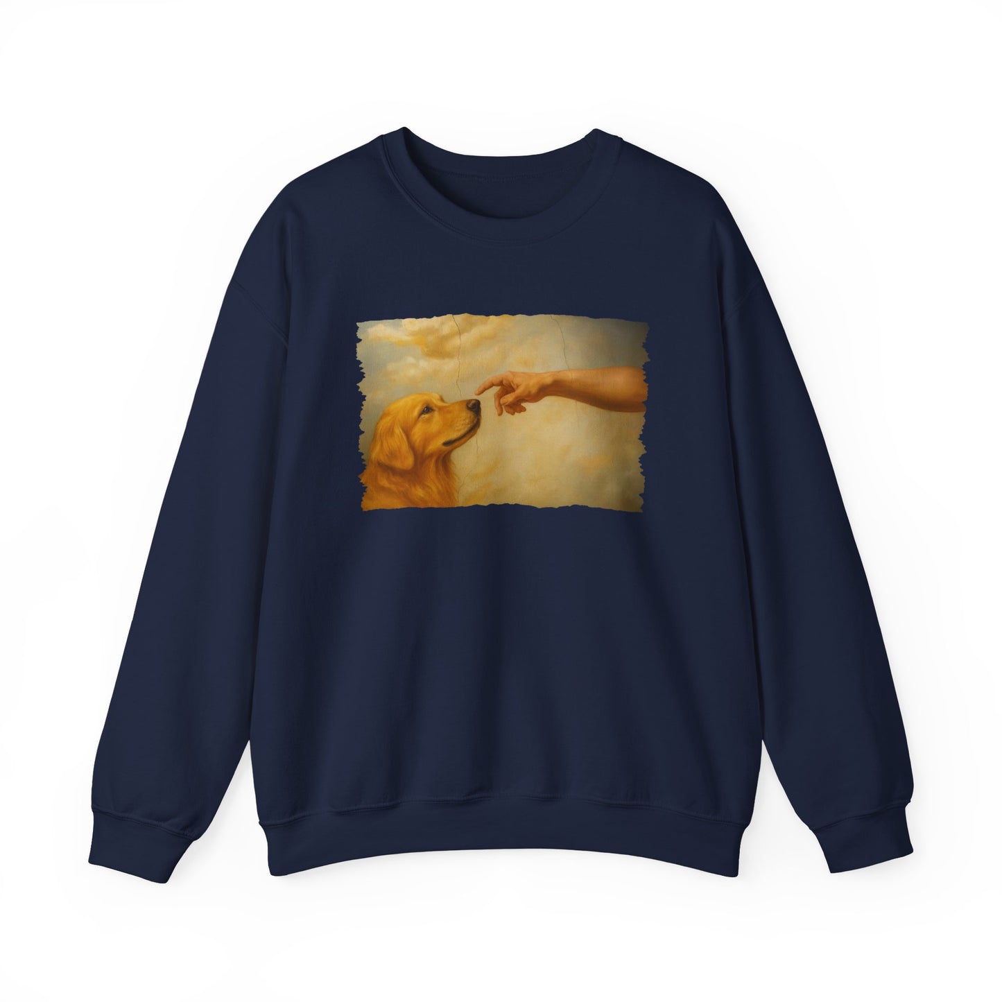 God Creates Golden Retriever Crewneck Sweatshirt Navy