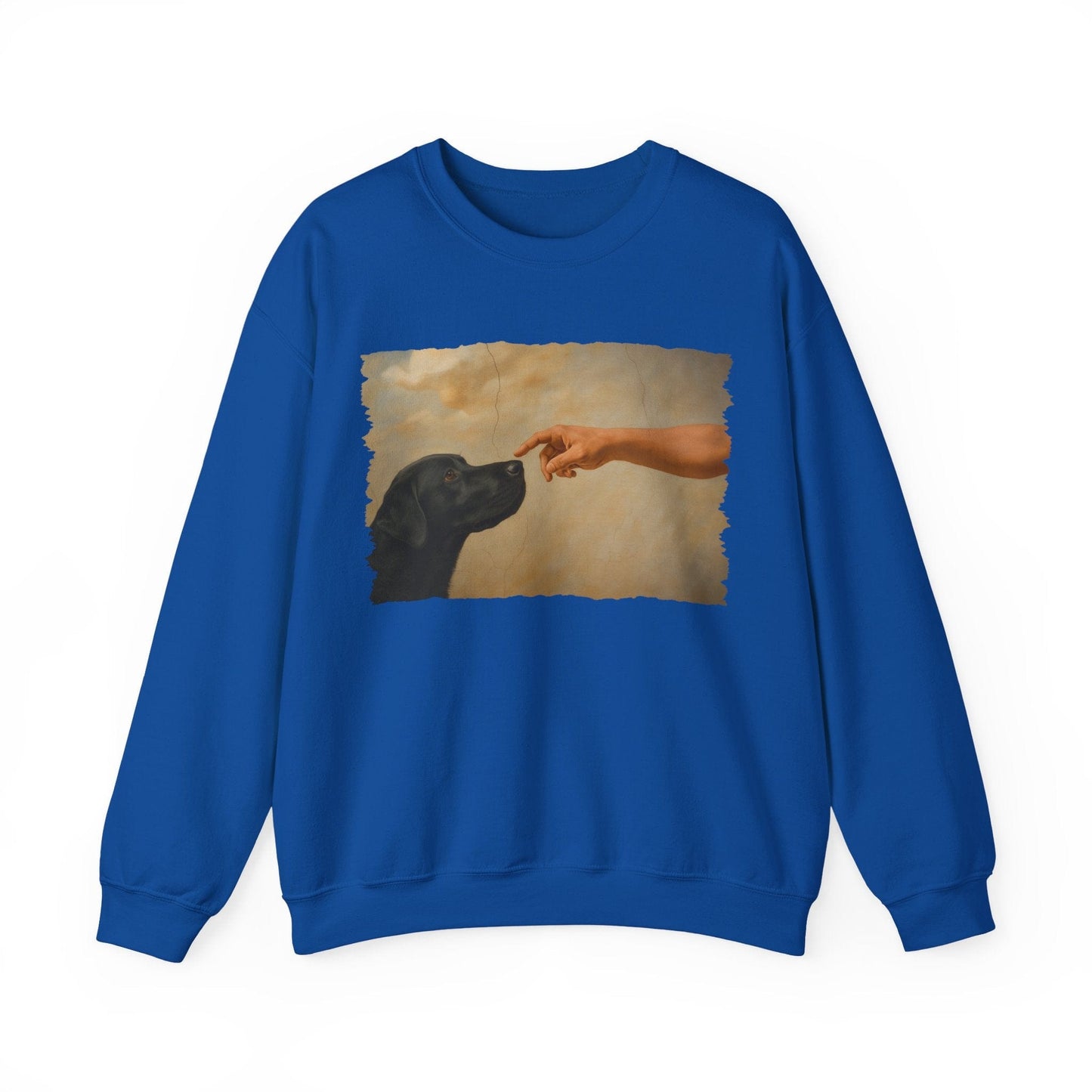 God Creates Black Lab Crewneck Sweatshirt Royal