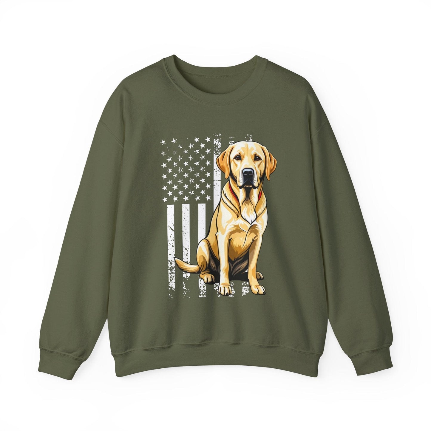 Yellow Lab USA Crewneck Sweatshirt Military Green