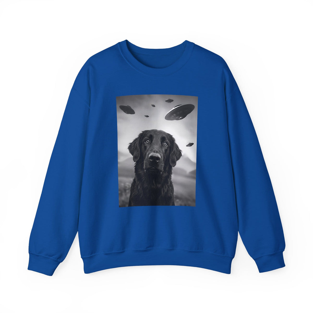 Flat Coated Retriever UFO Crewneck Sweatshirt Royal