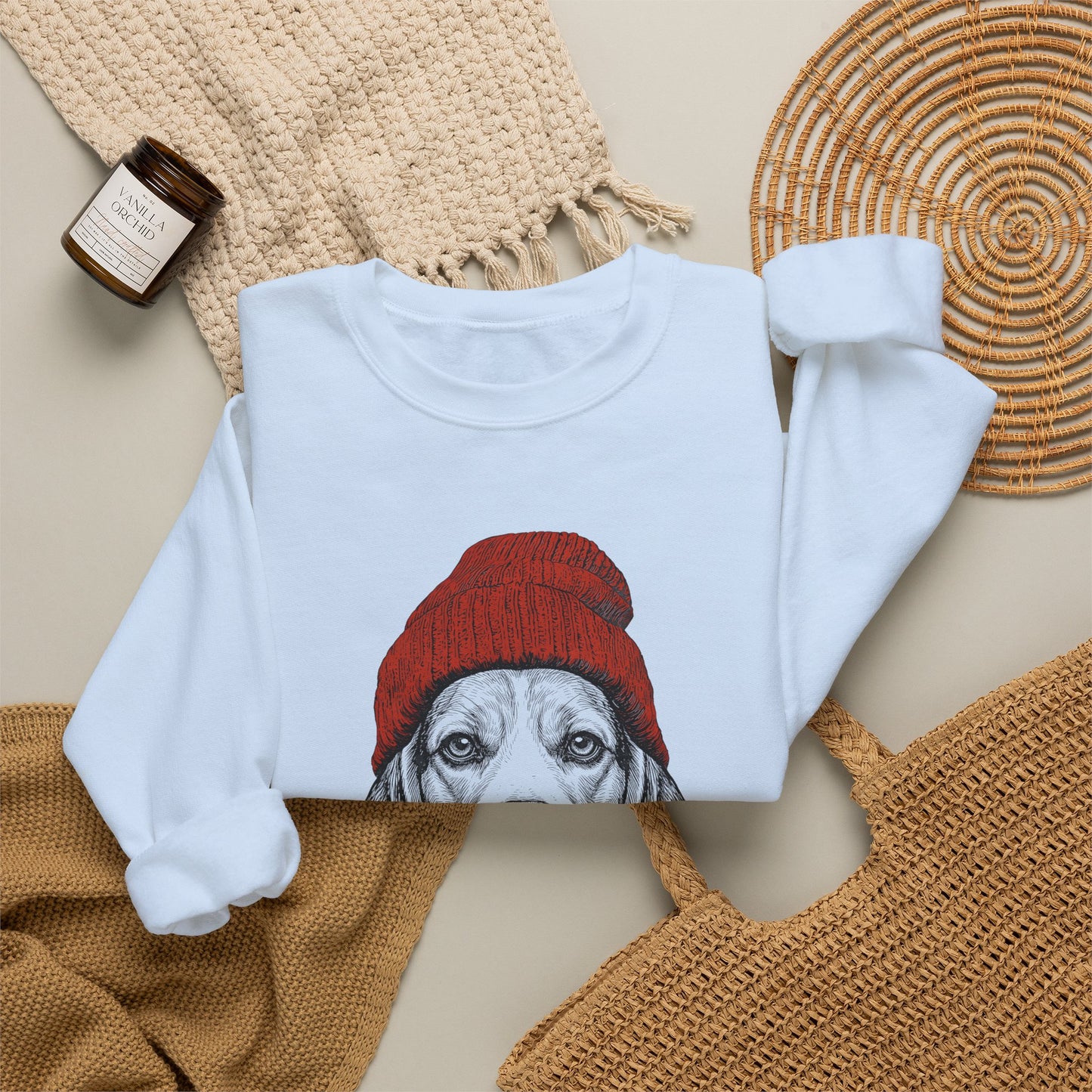 Beagle Beanie Crewneck Sweatshirt