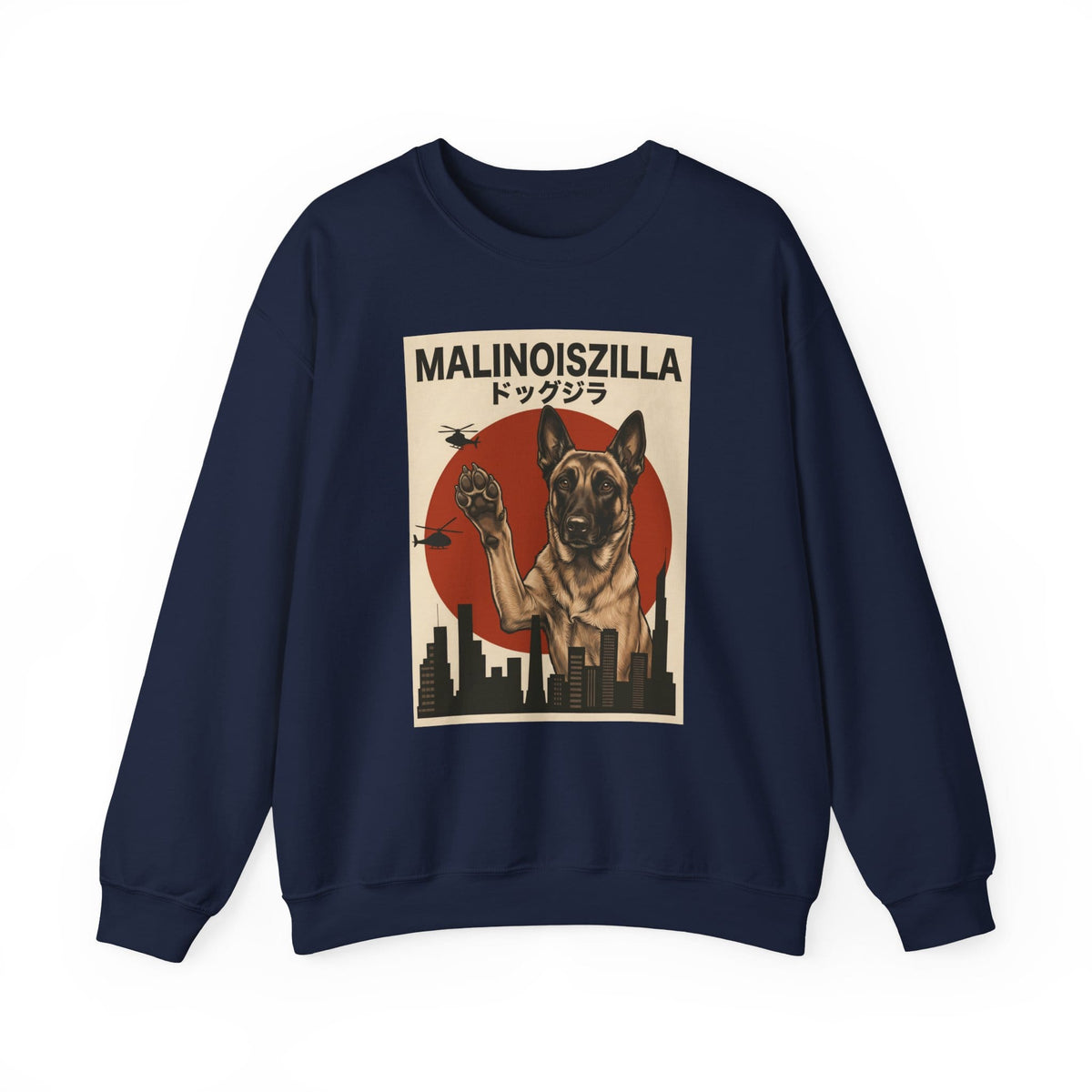 Belgian Malinois Malinoiszilla Crewneck Sweatshirt Navy