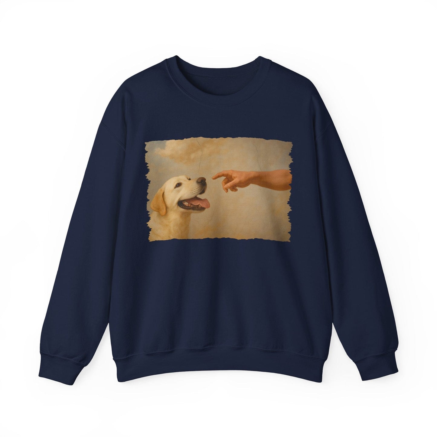 God Creates Yellow Lab Crewneck Sweatshirt Crewneck Sweatshirt Navy