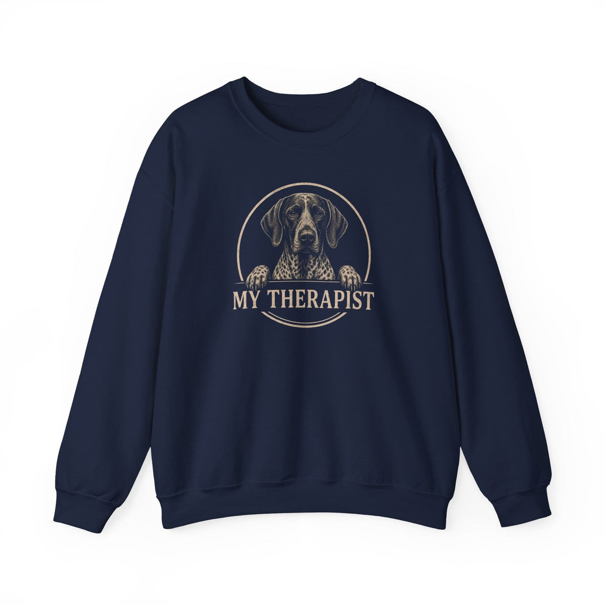 German Shorthaired Pointer Therapist Crewneck Sweatshirt Navy