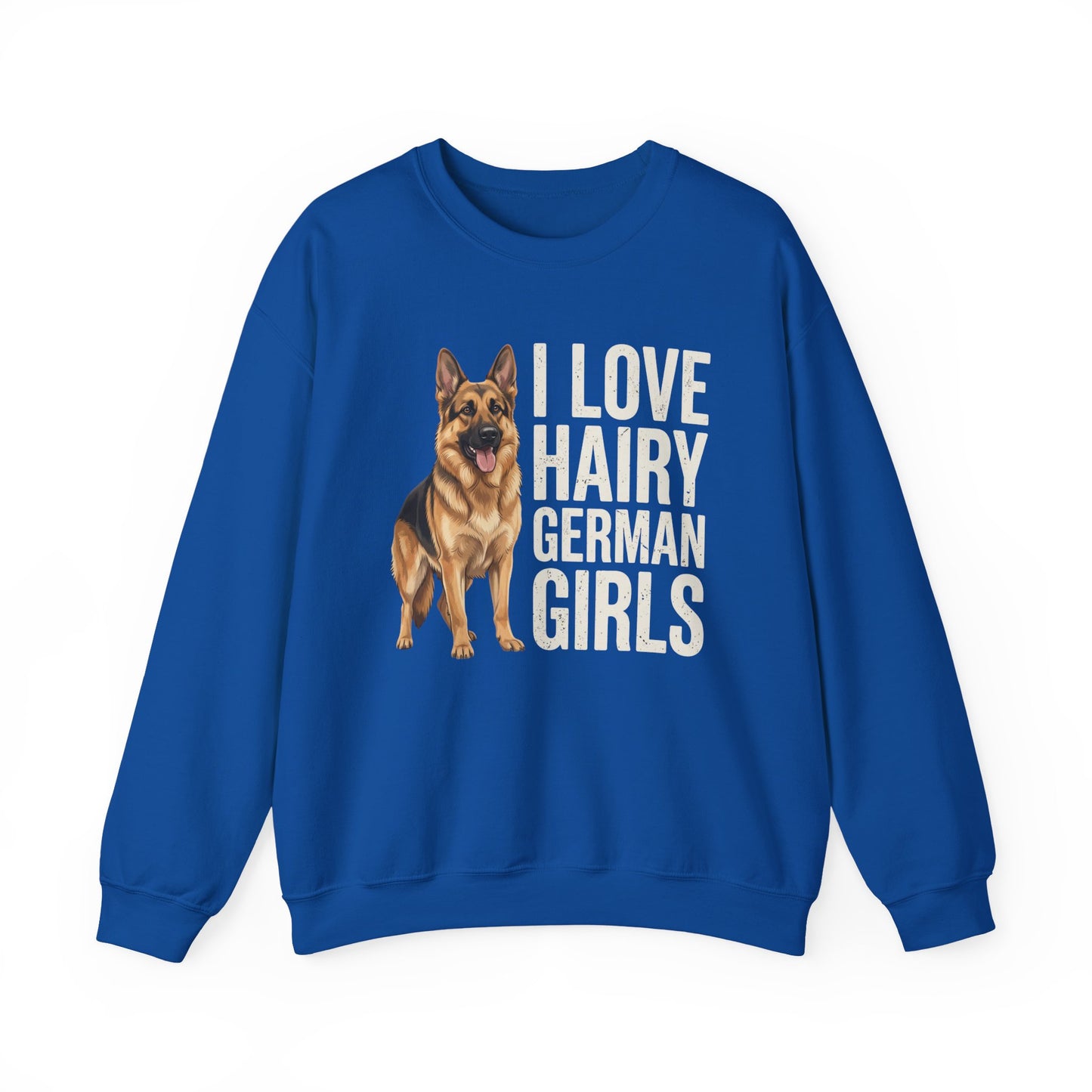 German Shepherd Hairy German Girls Crewneck Sweatshirt Royal