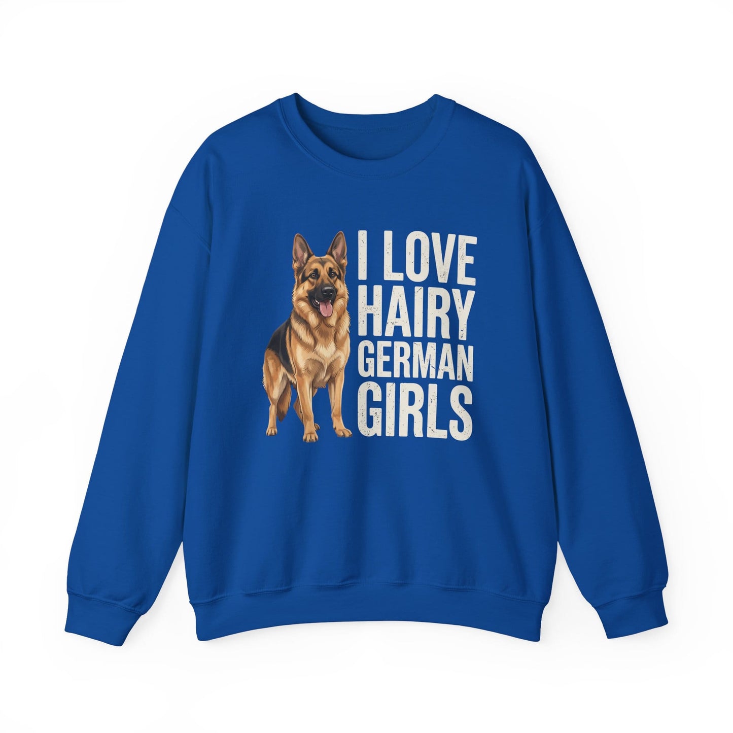German Shepherd Hairy German Girls Crewneck Sweatshirt Royal