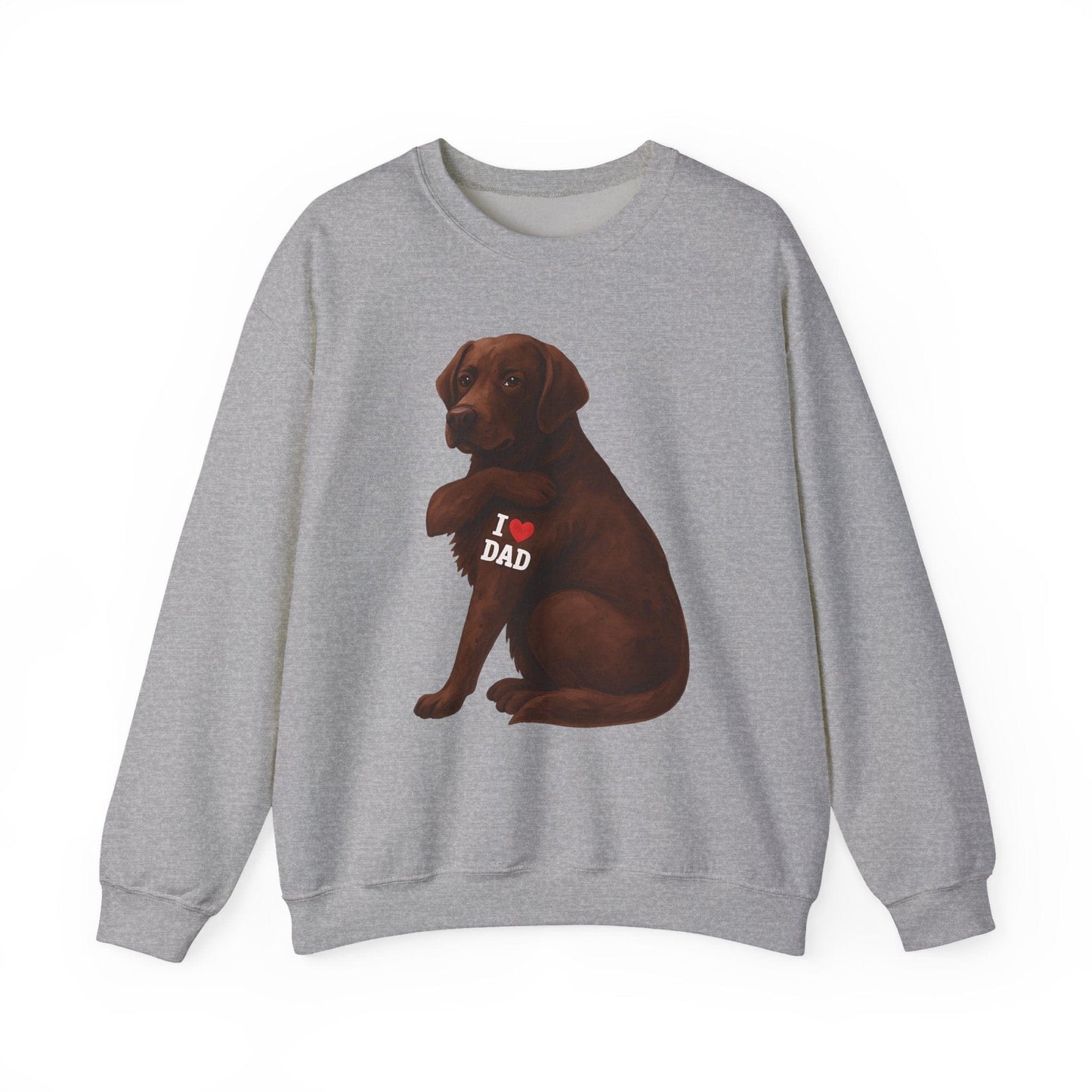 Chocolate Lab I Love Dad Crewneck Sweatshirt Sport Grey