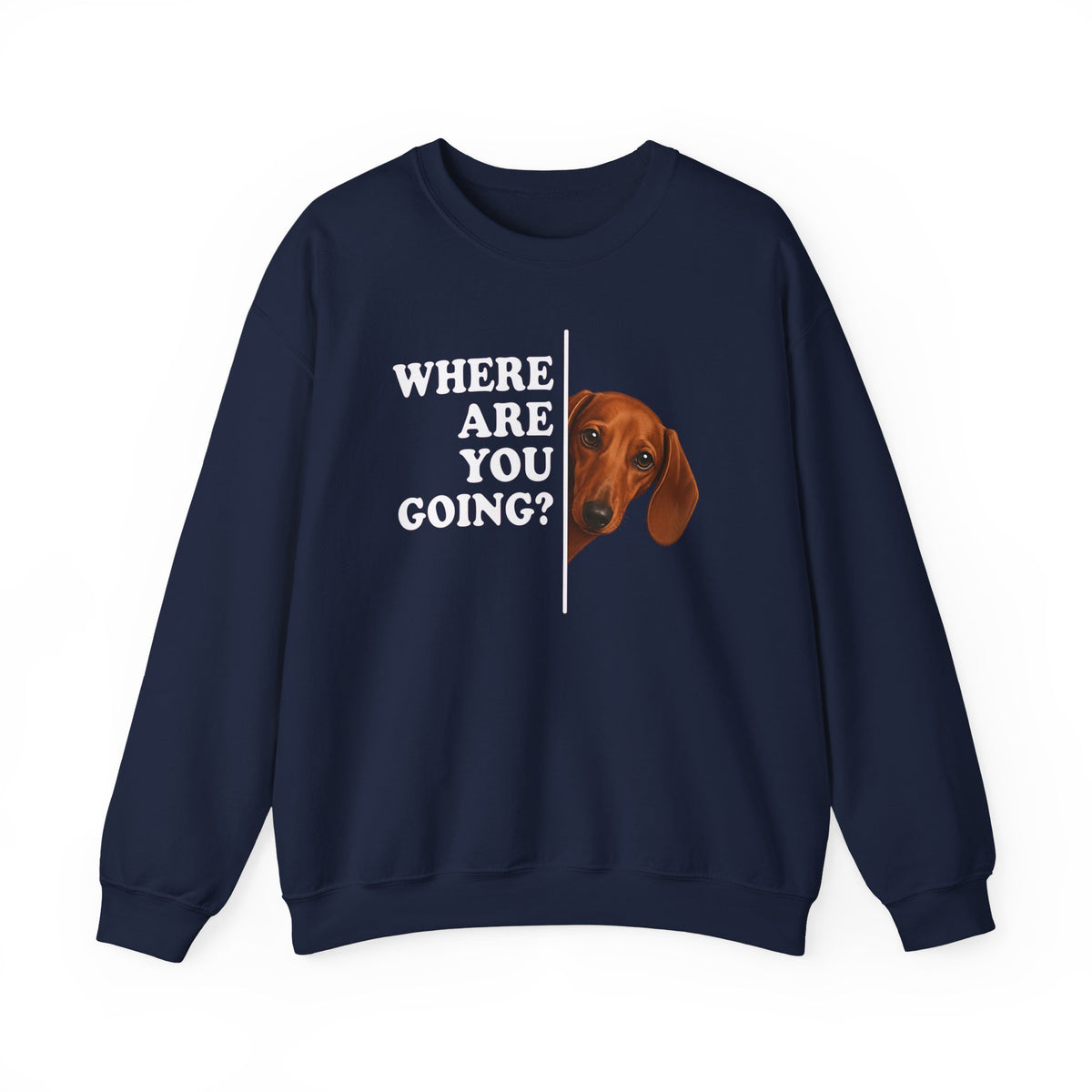 Dachshund Where Are You Going Red Crewneck Sweatshirt