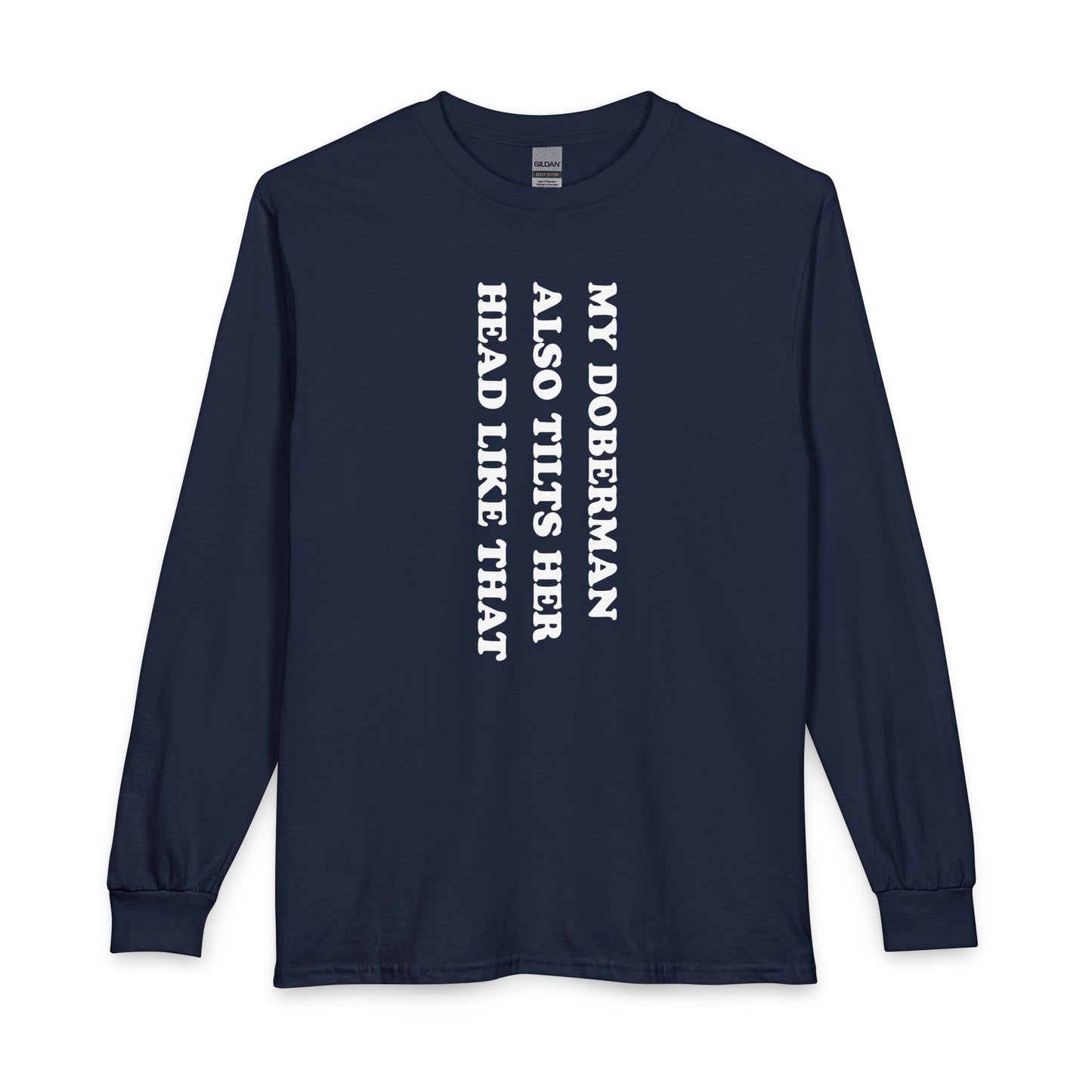 Doberman Tilt Her Head Long Sleeve Navy