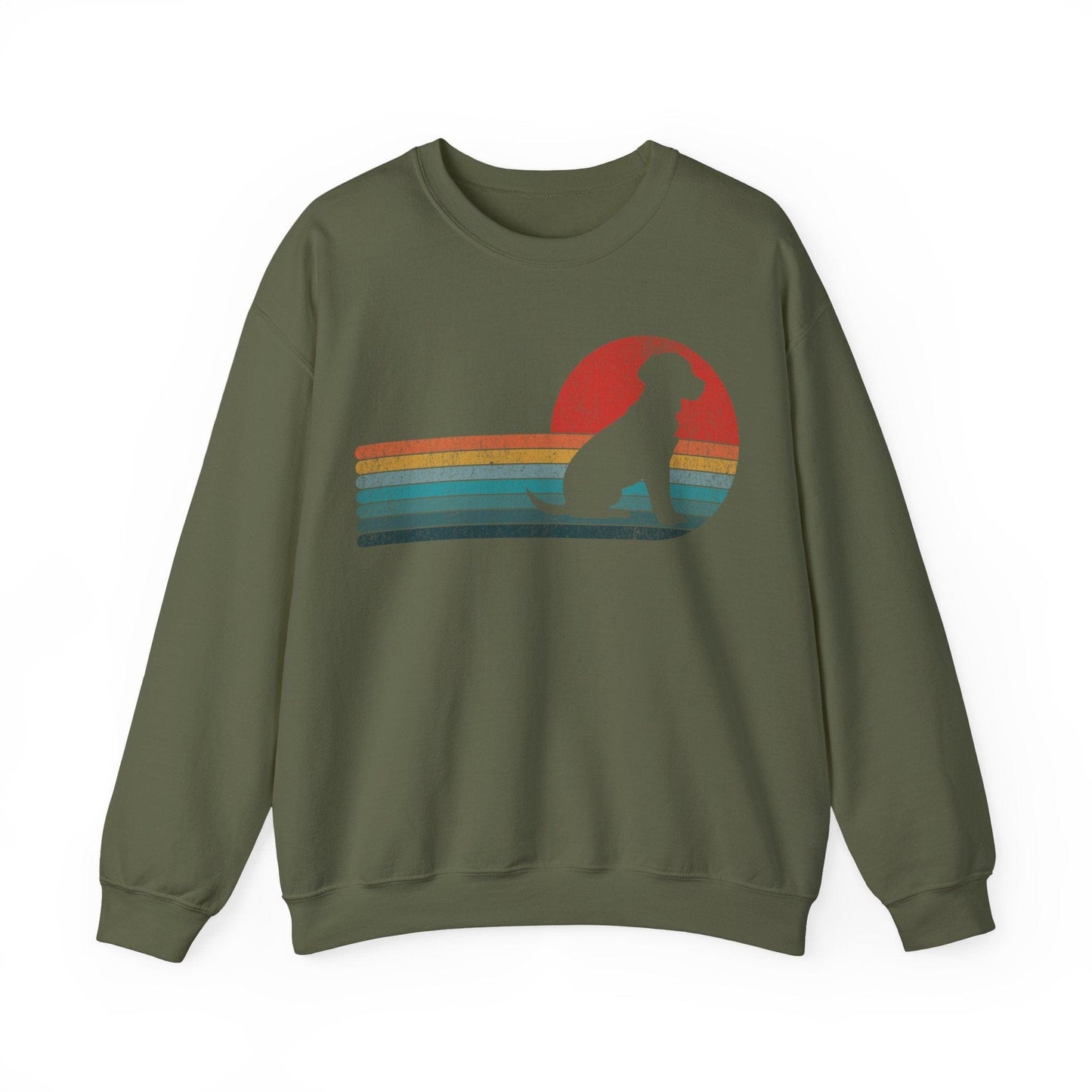 Retro Labrador Crewneck Sweatshirt Military Green