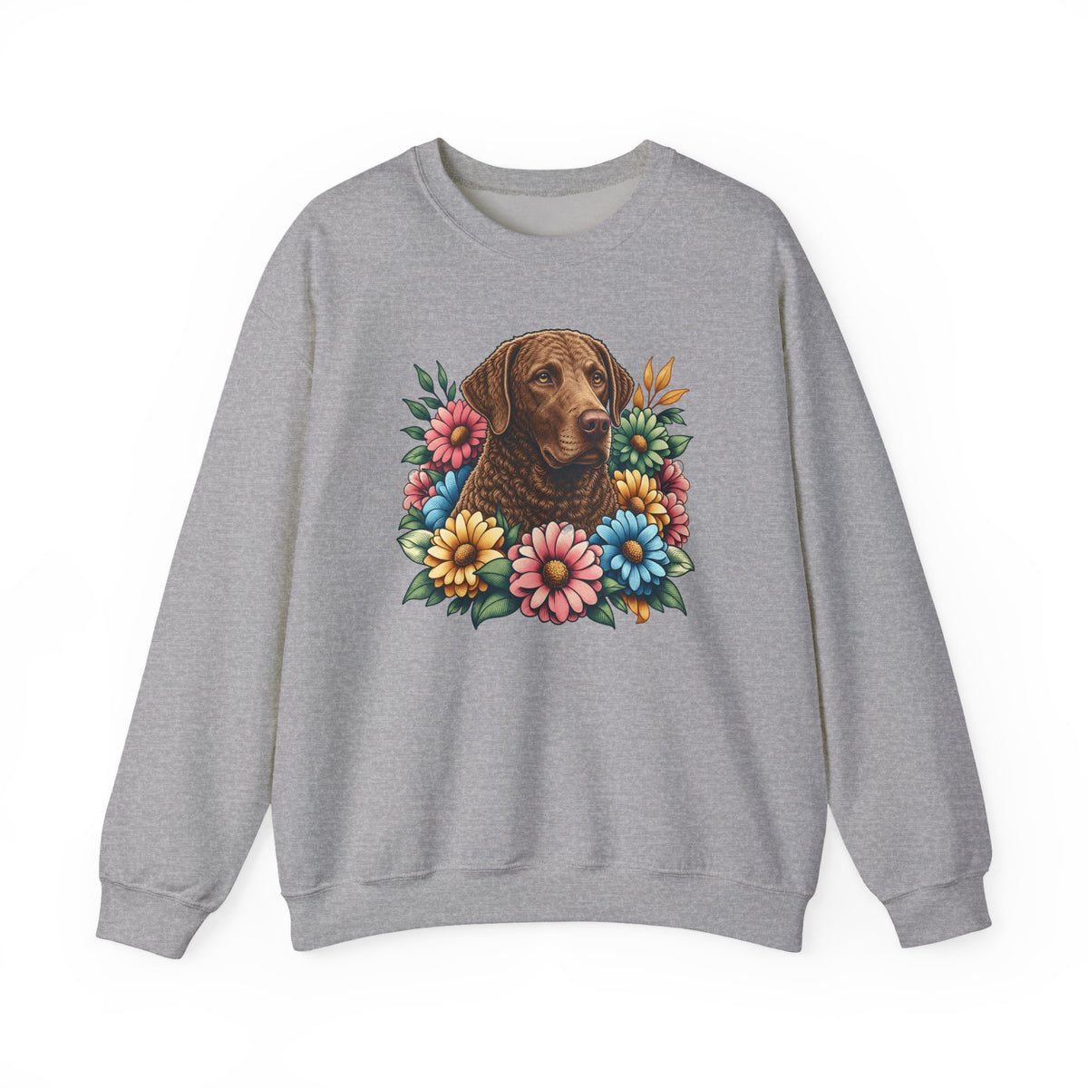 Chesapeake Bay Retriever Flower Wreath Crewneck Sweatshirt