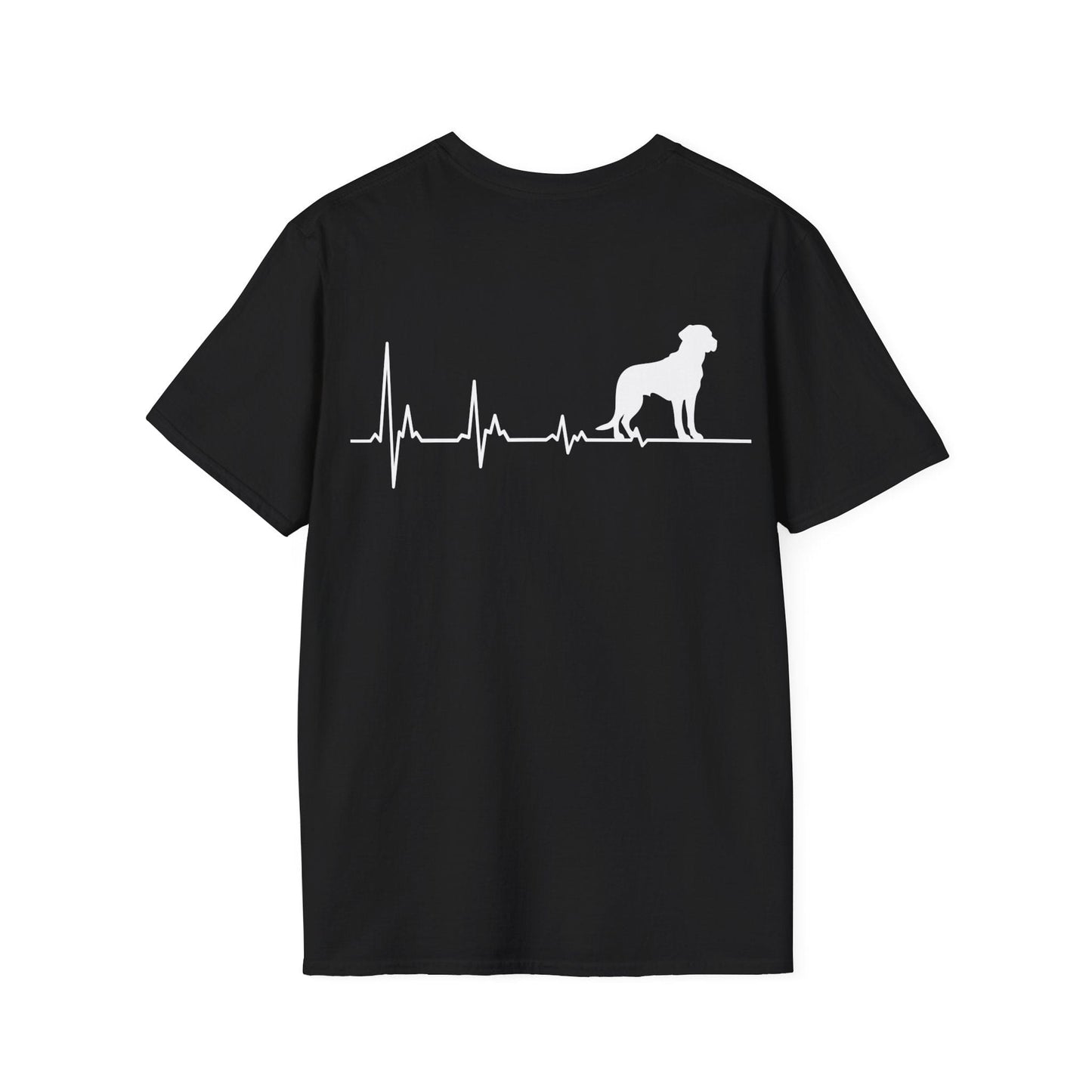 Back Print Labrador Heartbeat T-Shirt Black