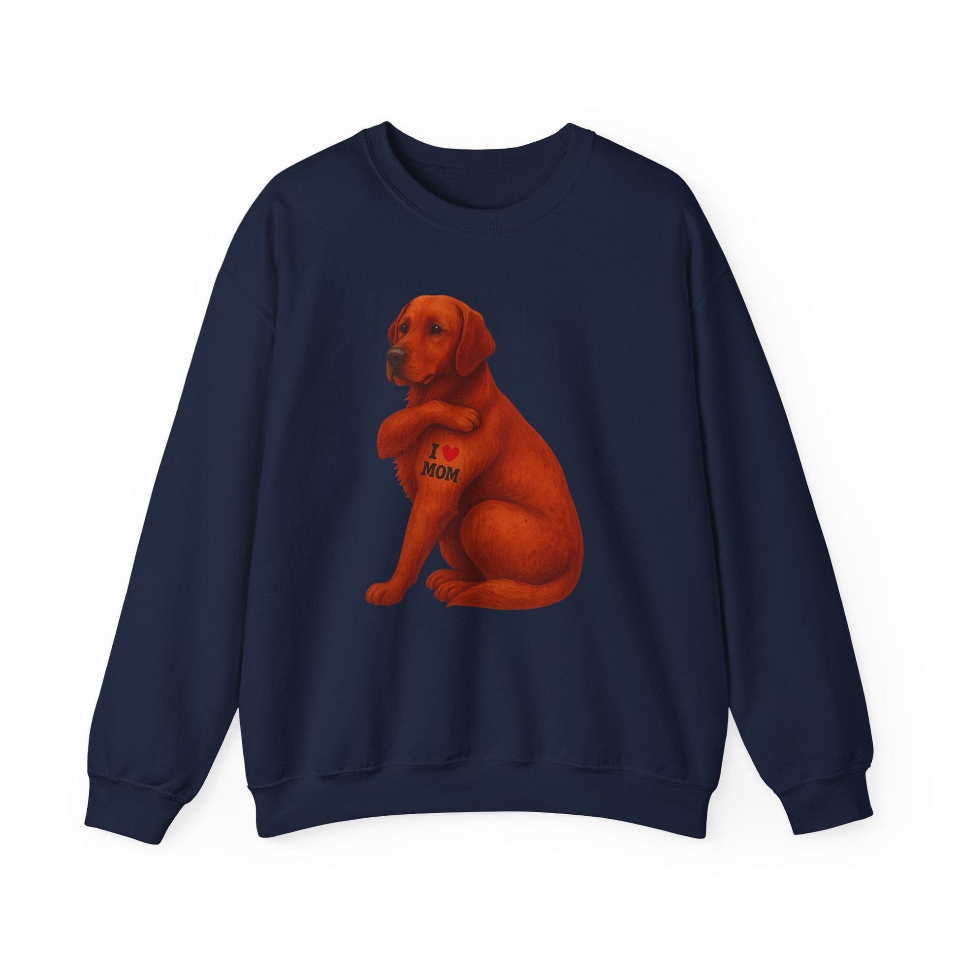 Fox Red I Love Mom Crewneck Sweatshirt Navy