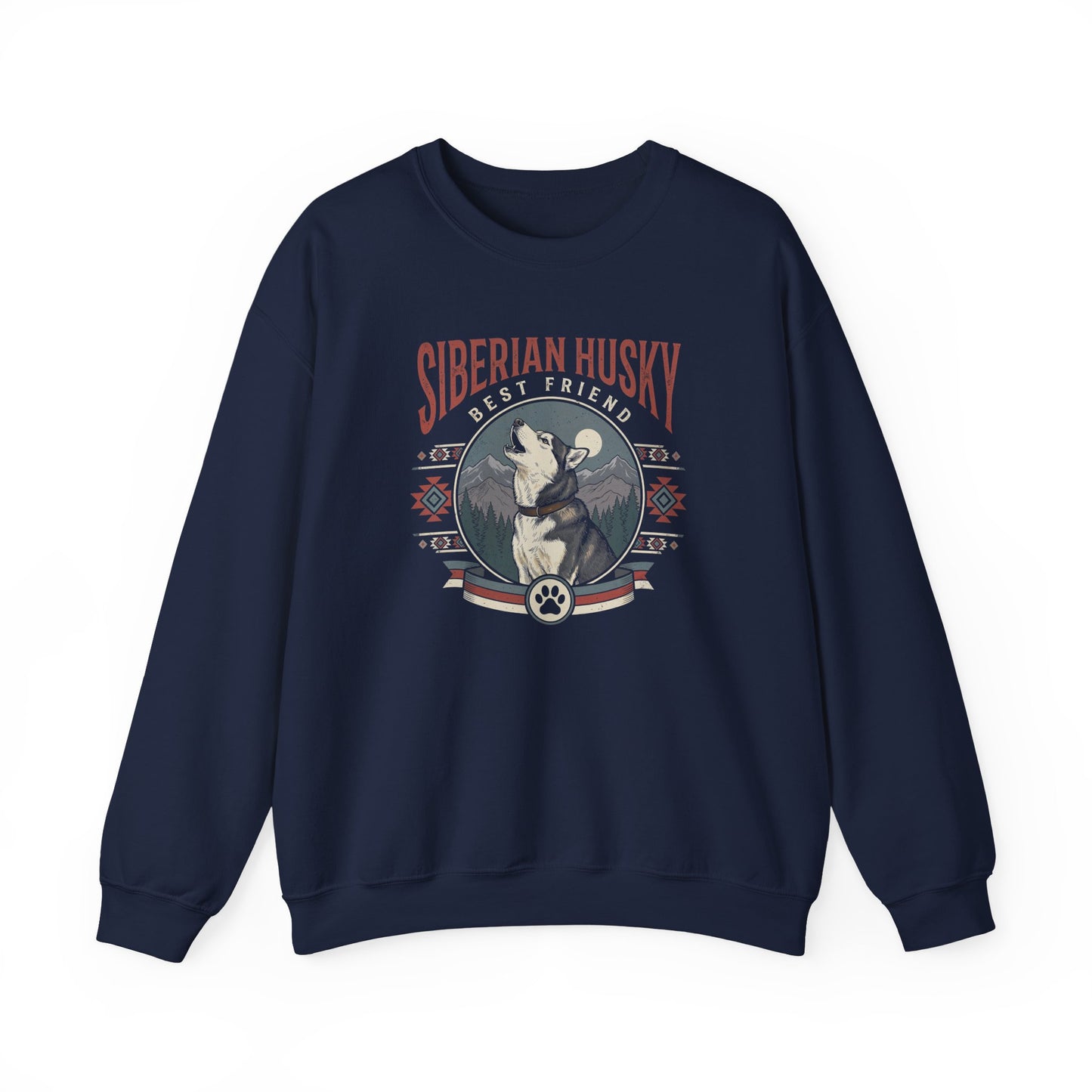 Siberian Husky Best Friend Crewneck Sweatshirt Navy