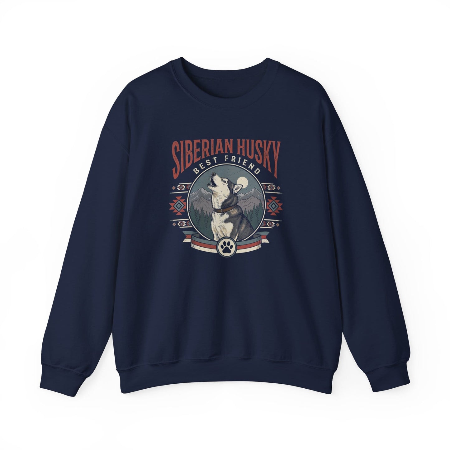 Siberian Husky Best Friend Crewneck Sweatshirt Navy