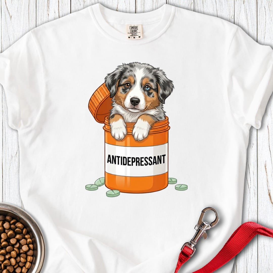 Australian Shepherd Antidepressant Premium Tee White