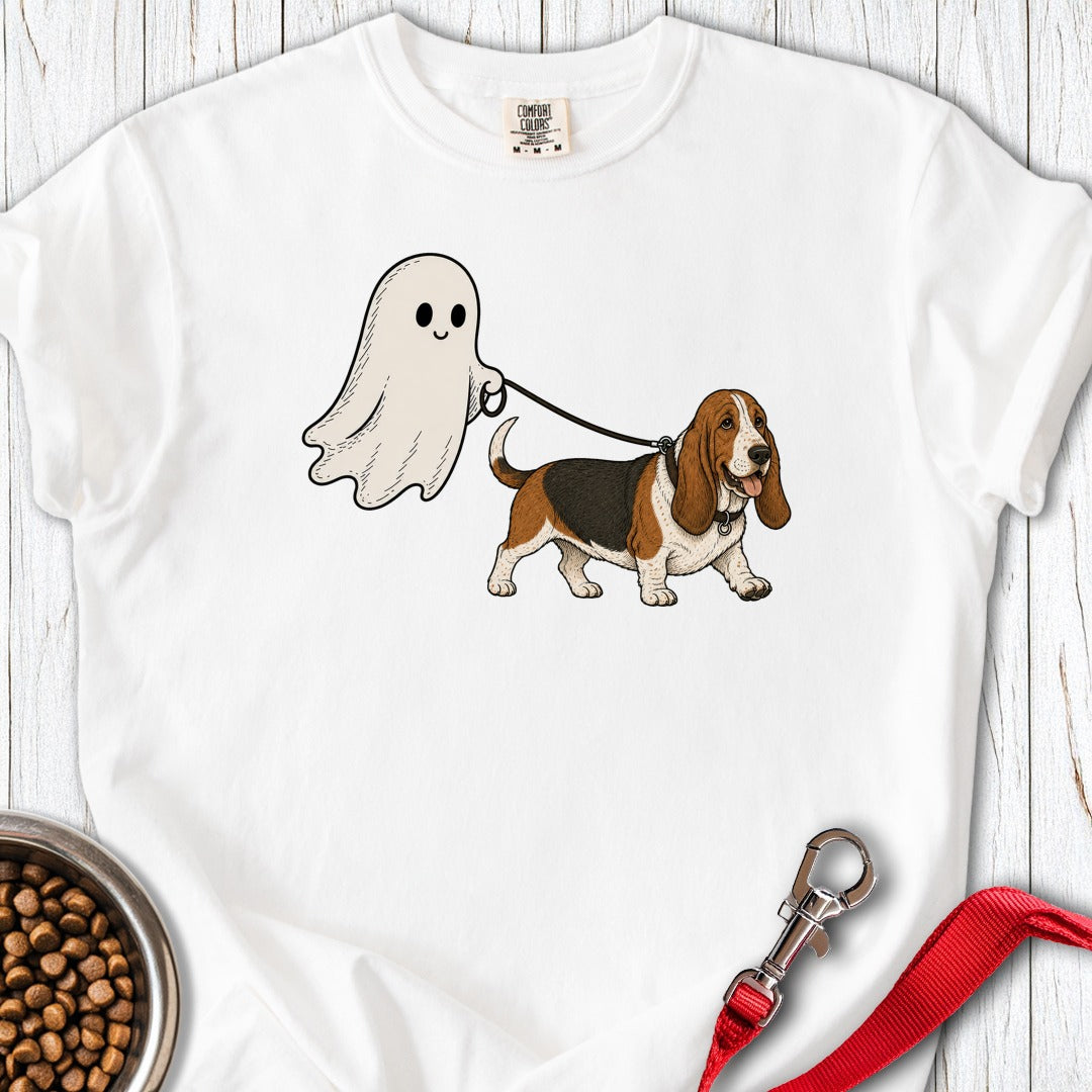 Basset Hound Ghost Halloween Premium Tee White