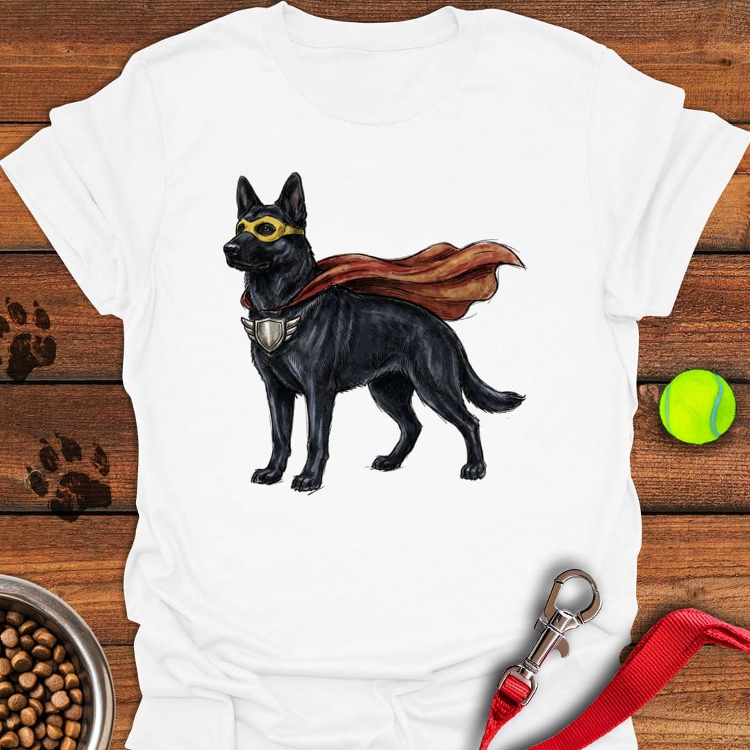 Black German Shepherd Superhero White