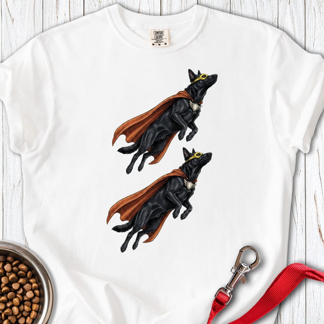 Black German Shepherd Superheroes Premium Tee White