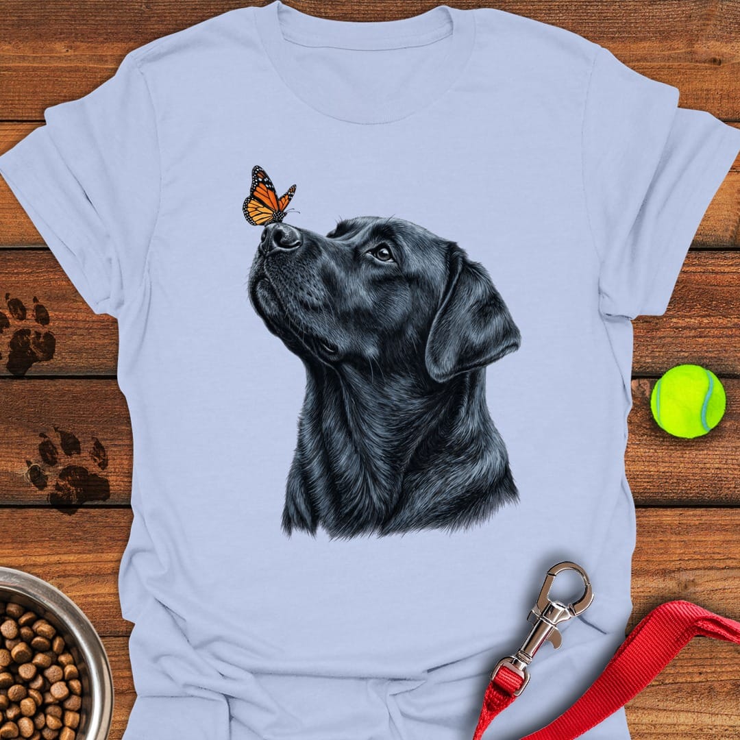 Black Labrador Butterfly Light Blue