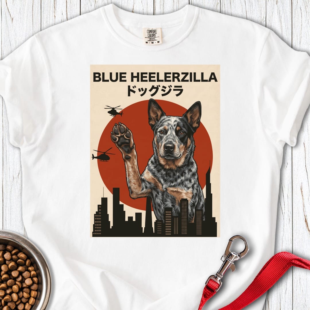 Blue Heeler Heelerzilla Premium Tee White