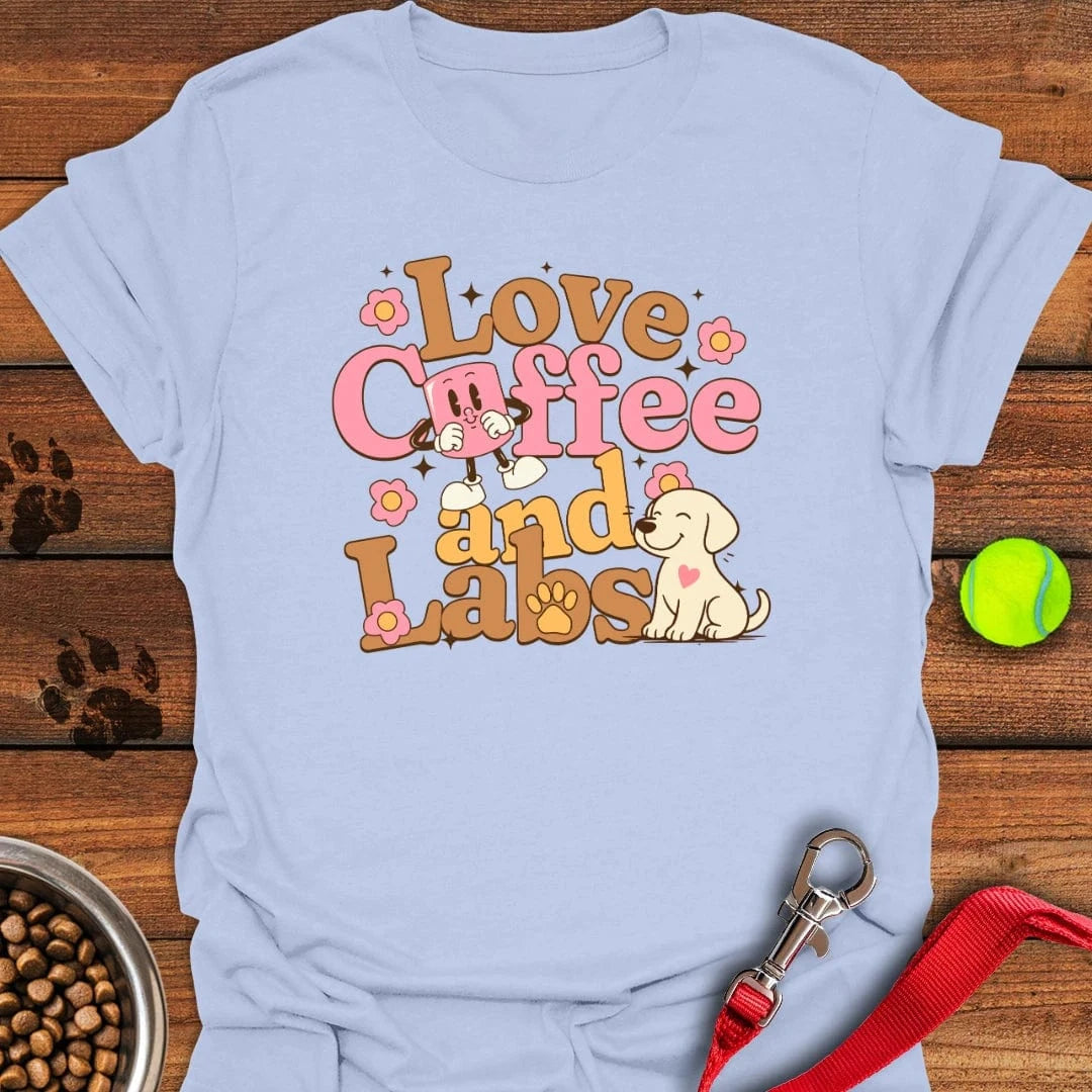 Love Coffee and Labs T-Shirt Light Blue