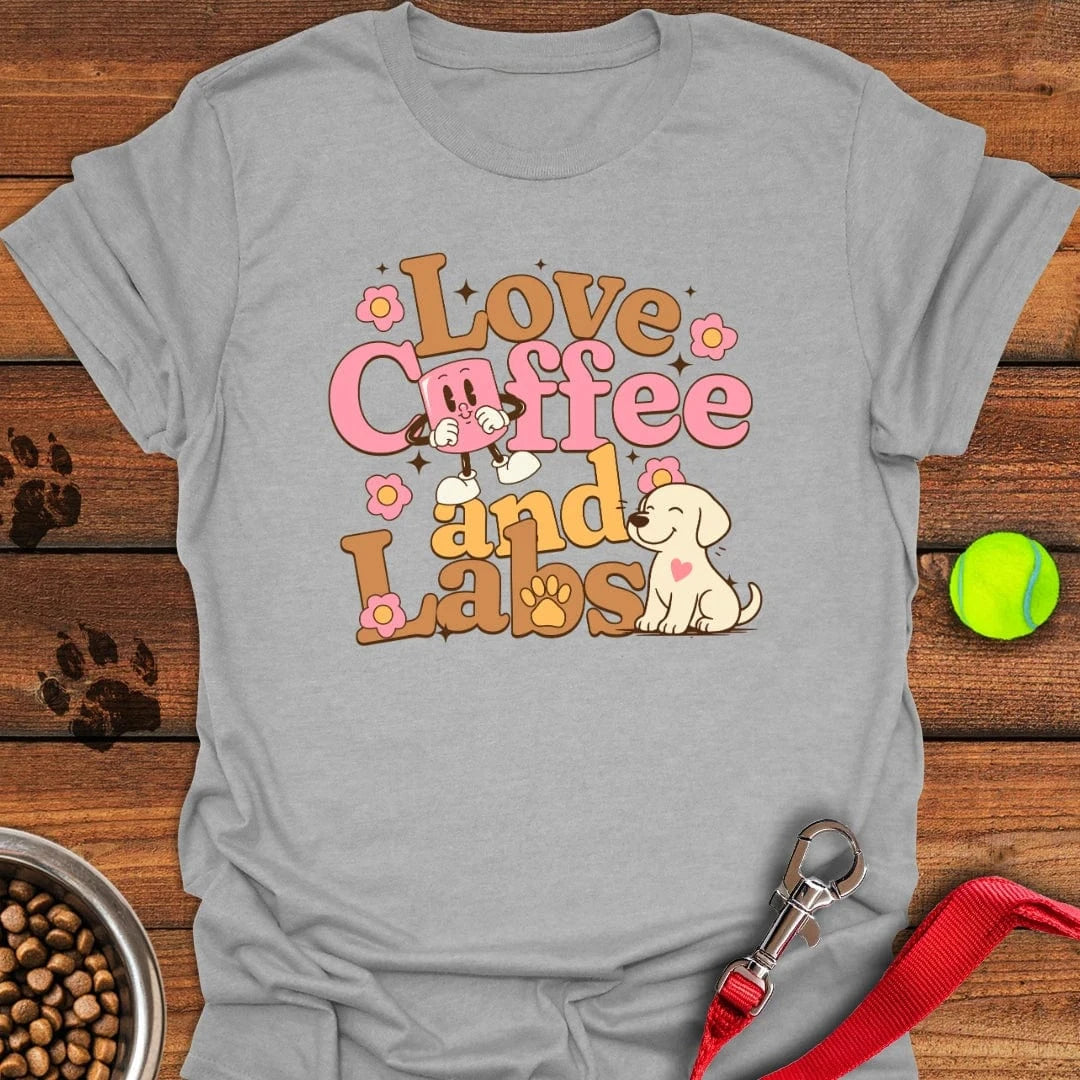 Love Coffee and Labs T-Shirt Sport Grey