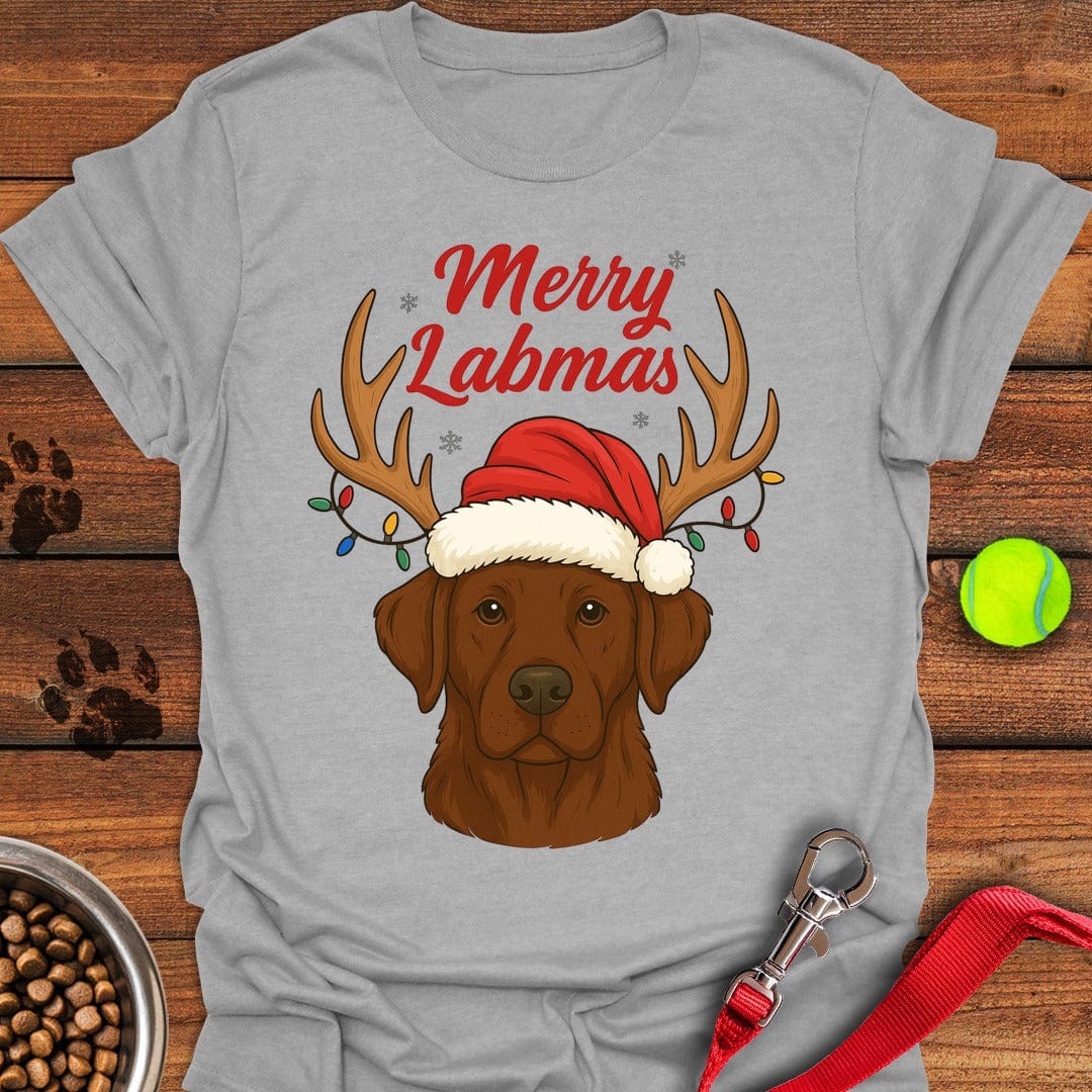 Chocolate Labrador Christmas T-Shirt Sport Grey
